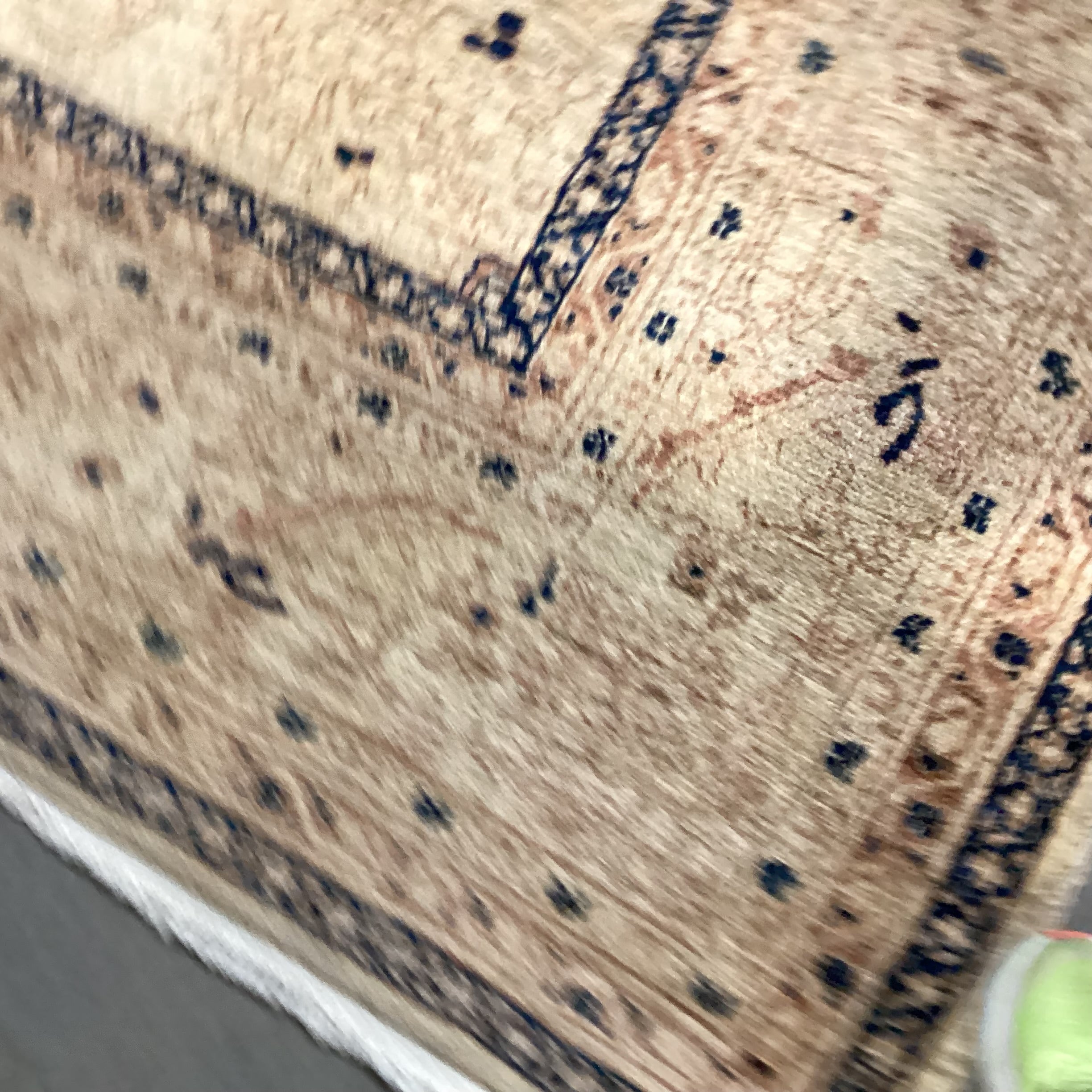 Cream Tan Blue Hand Woven Wool Rug 10' x 12" 9"