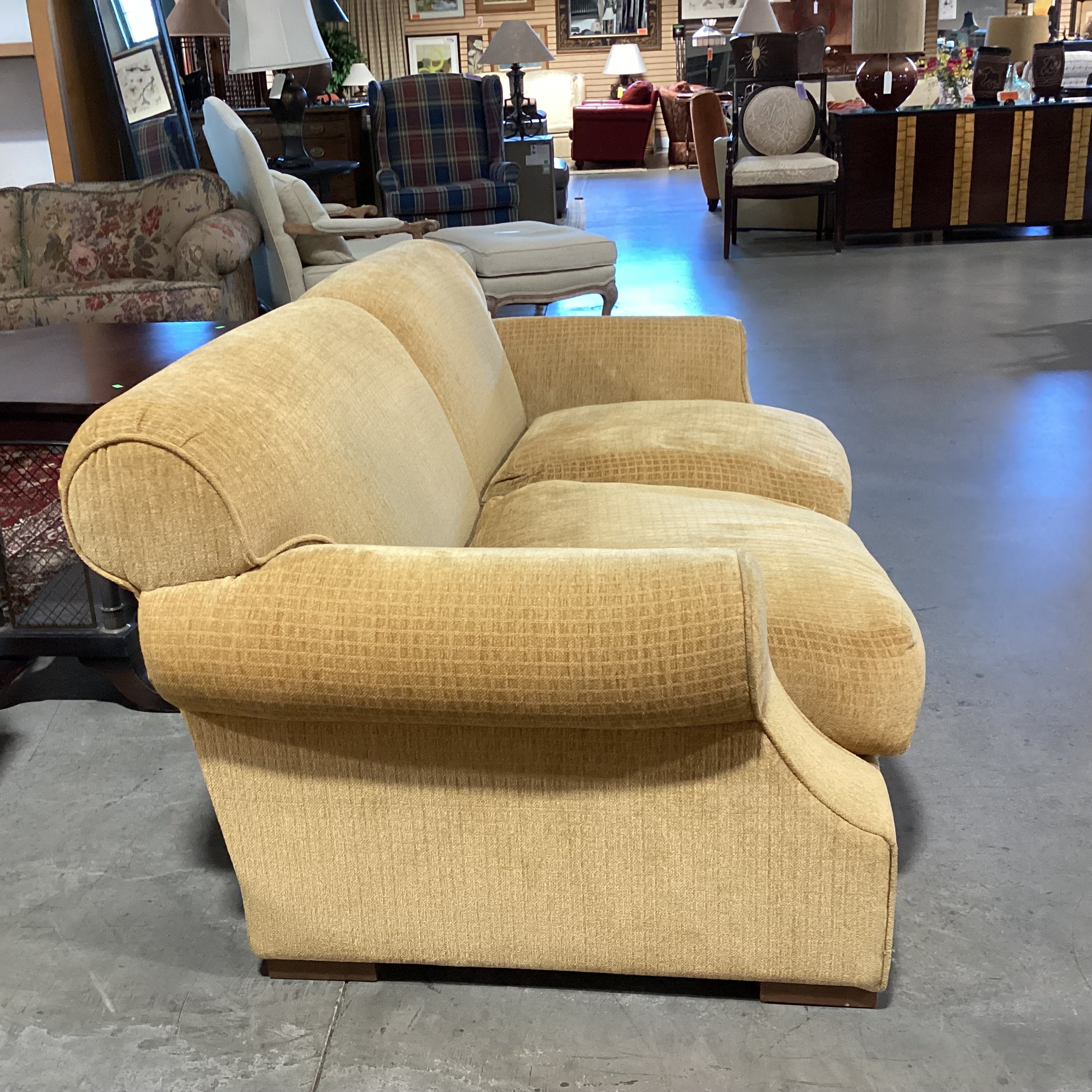 Golden Chenille Grid Woven & Down Mix Loveseat Sofa 67"x 40"x 30"