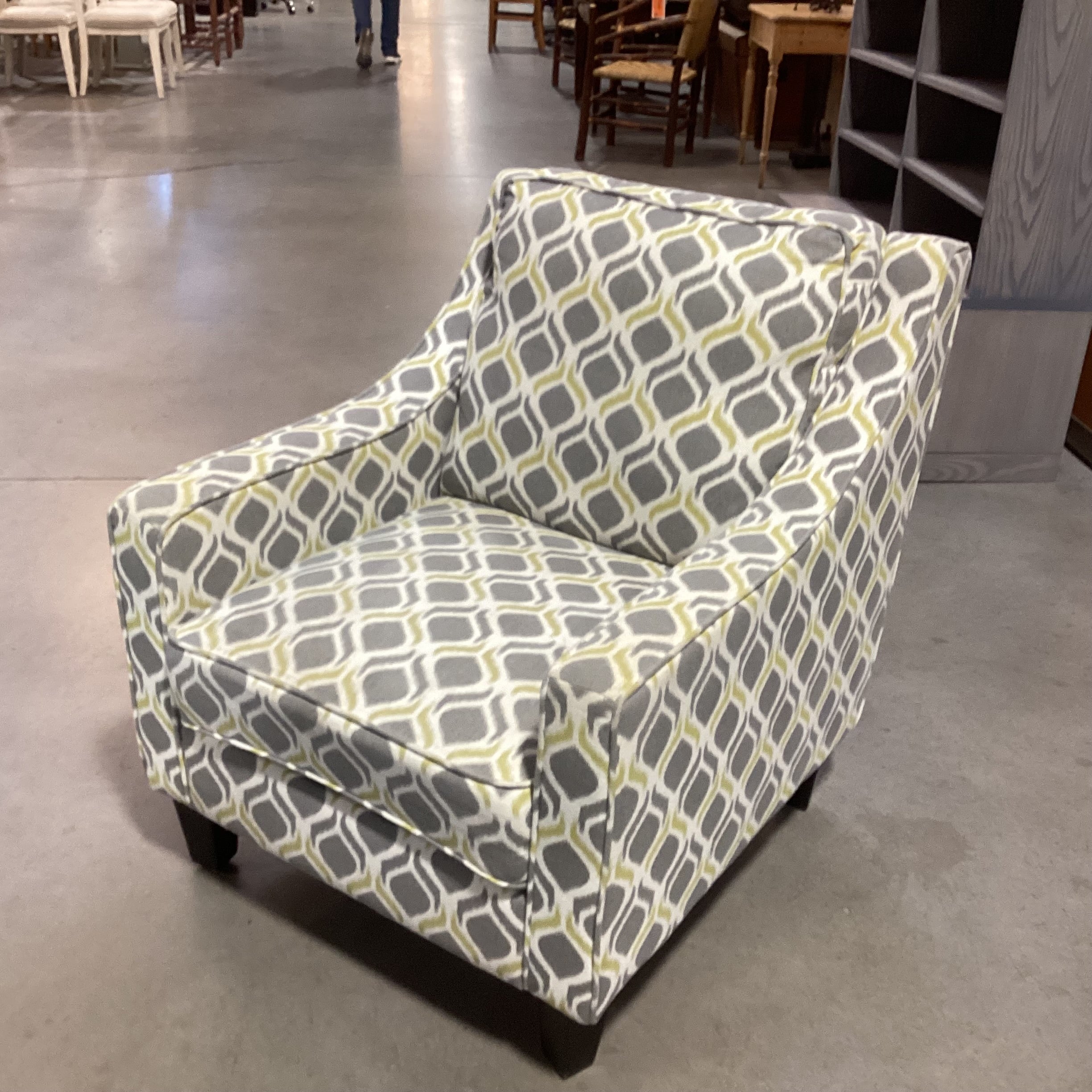 Cream Grey Gold Pattern Slope Chair 30"x 34"x 34"