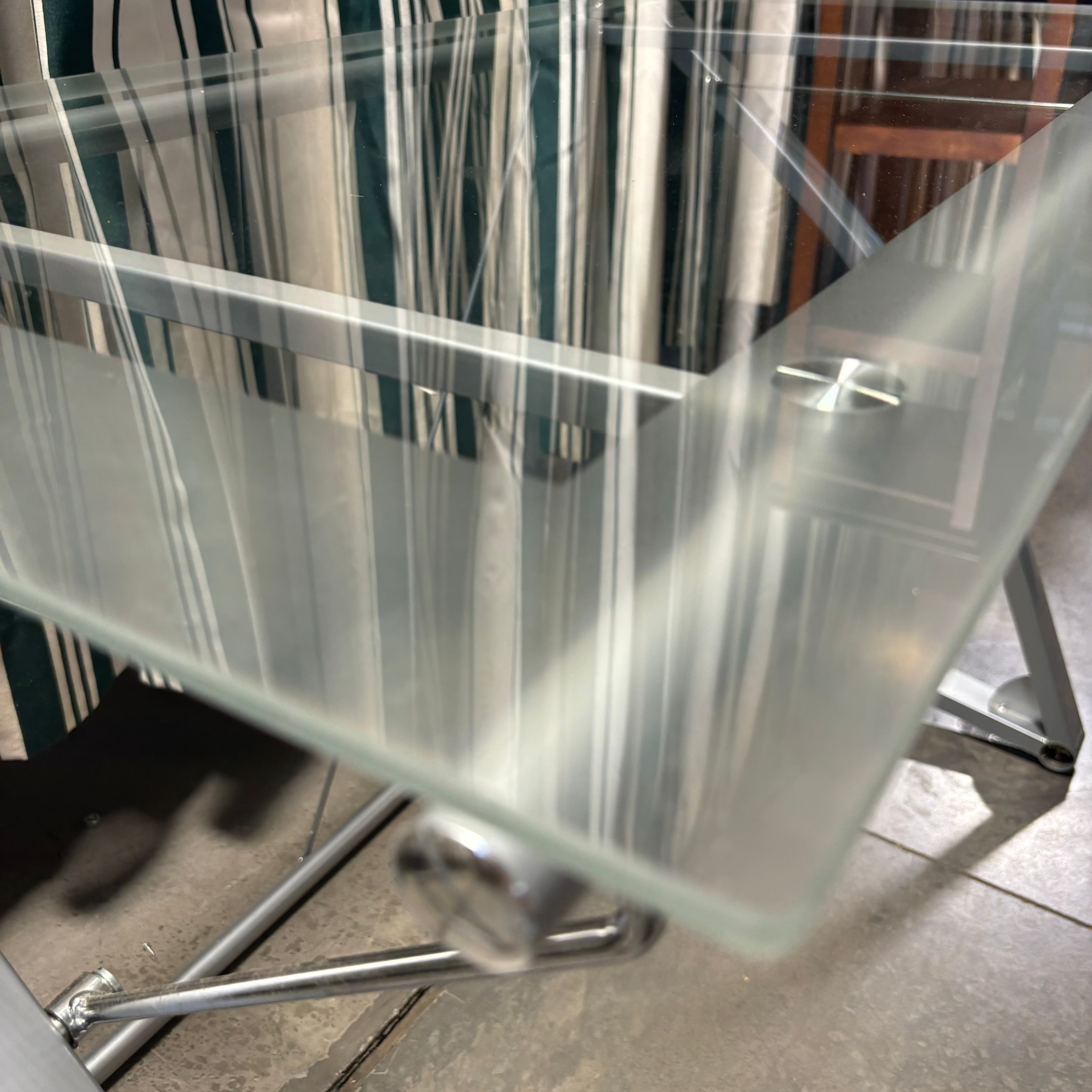 Glass Top & Steel Base Modern Desk 42"x 24"x 30"
