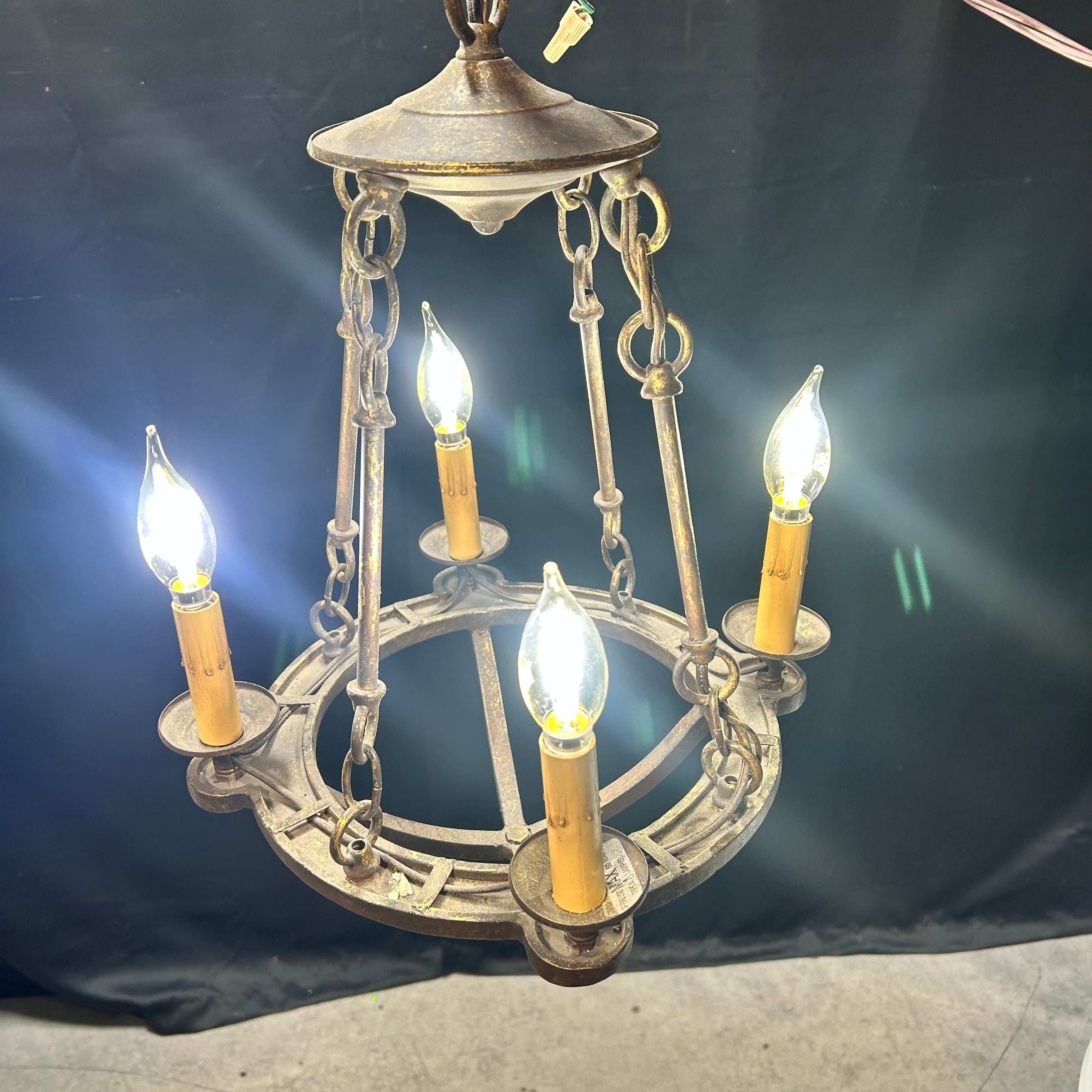 Vintage Medieval Or Gothic Style 4 Light 15"x 27"Chandelier