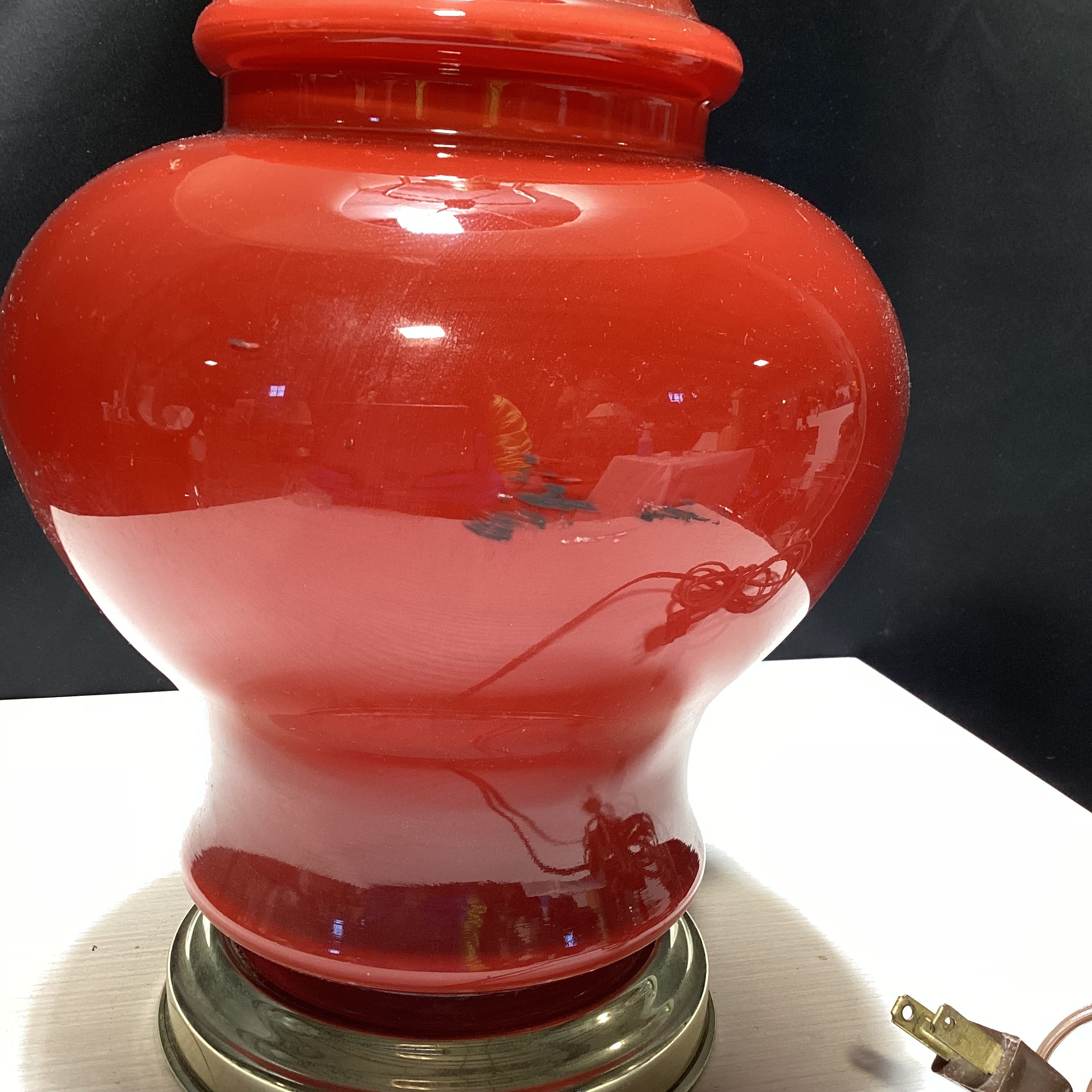 Traditional Chinoiserie Style Glass Lamp With Side Pleated Shade 5.5" x 9.5" x 20.5"