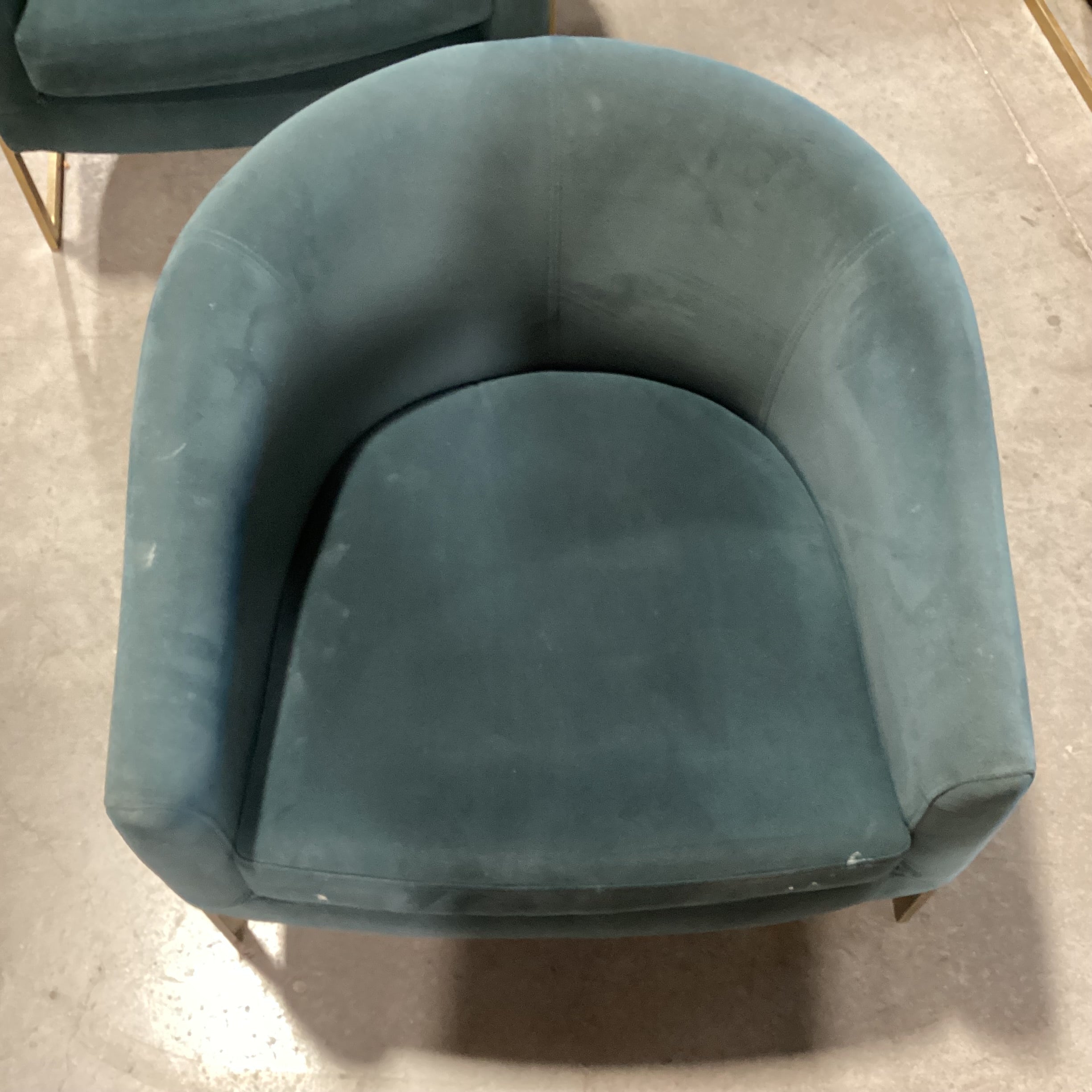 Four Hands Corbin Green Velvet & Gold Metal Modern Chair 28"x 28"x 26"