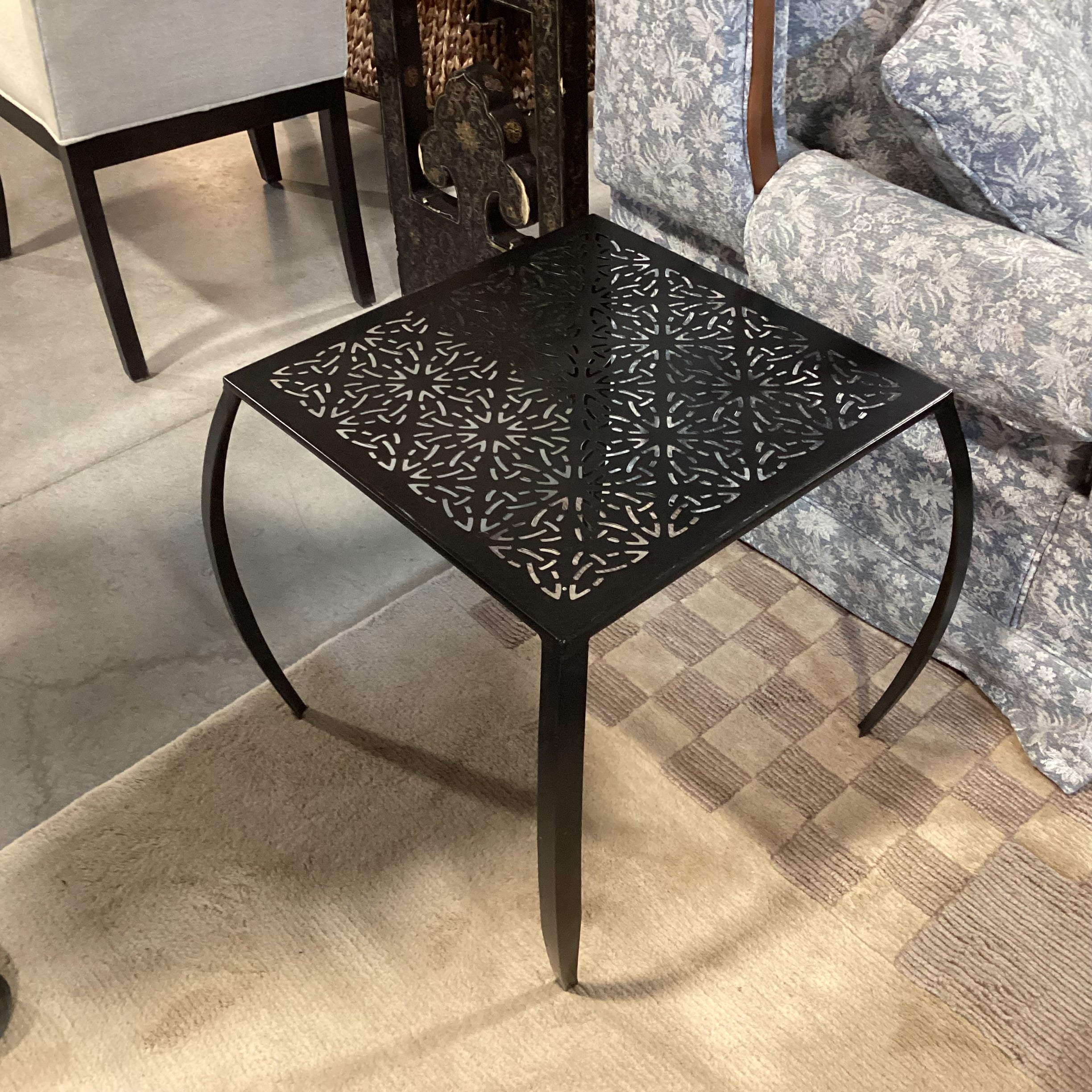 Iron & Stone Top End Table 22"x 22"x 20"