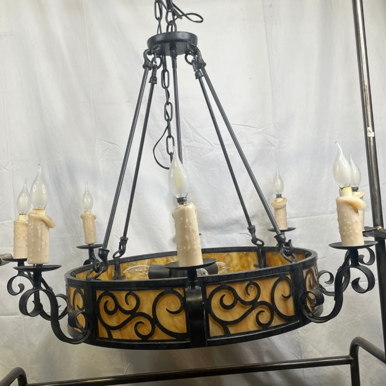 Meyda Tiffany Delano 11-Light Rust Iron Candelabra Chandelier 36” Diameter x 33.5”-80.5”