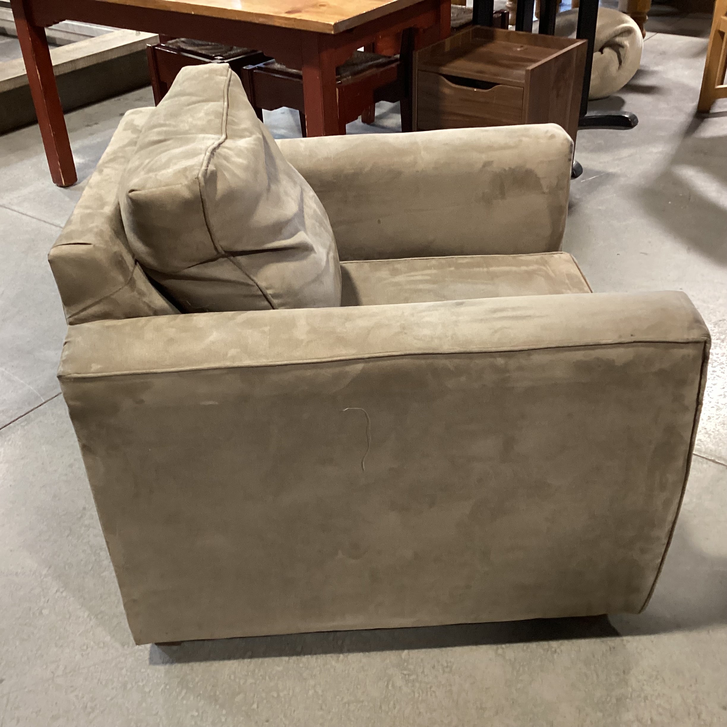 Claude Gable Light Olive Micro Suede Chair 36"x 38"x 30"