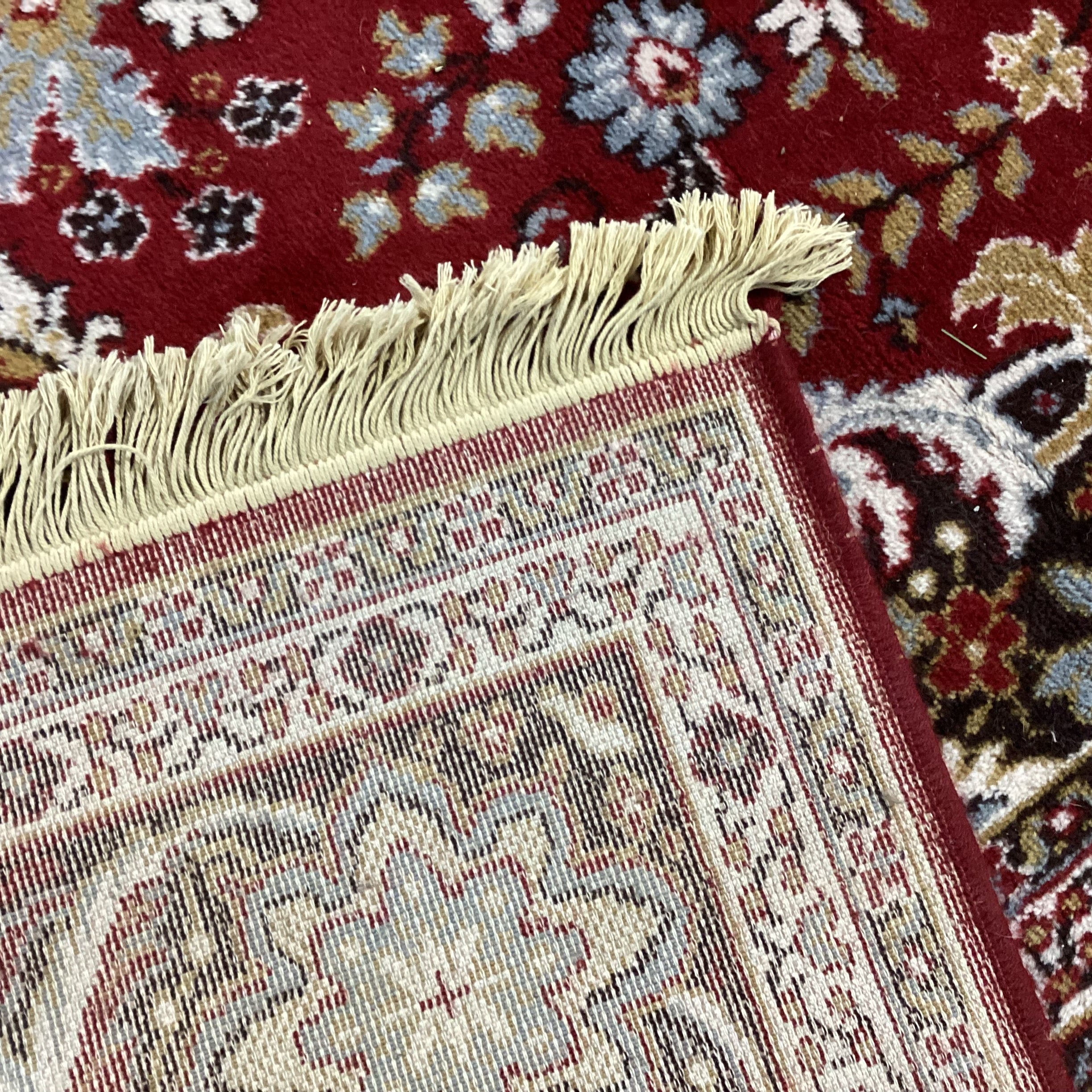 Vintage Karastan Style Red Golden Tan Brown & Blue Wool Rug 8'x 11'6"