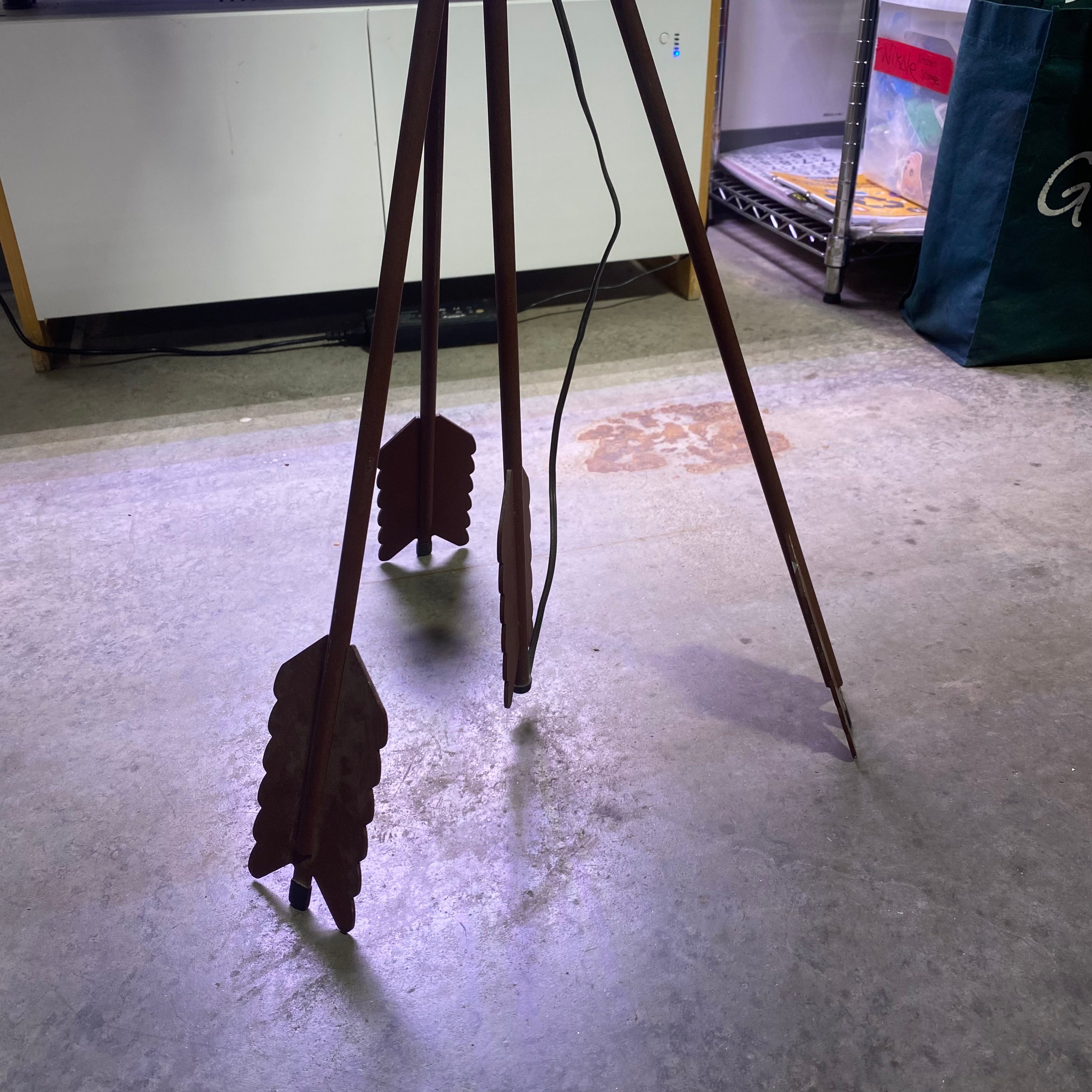 Southwest Iron Forged Arrows with Hide Shade Floor Lamp 66"x 22" Diameter Shade