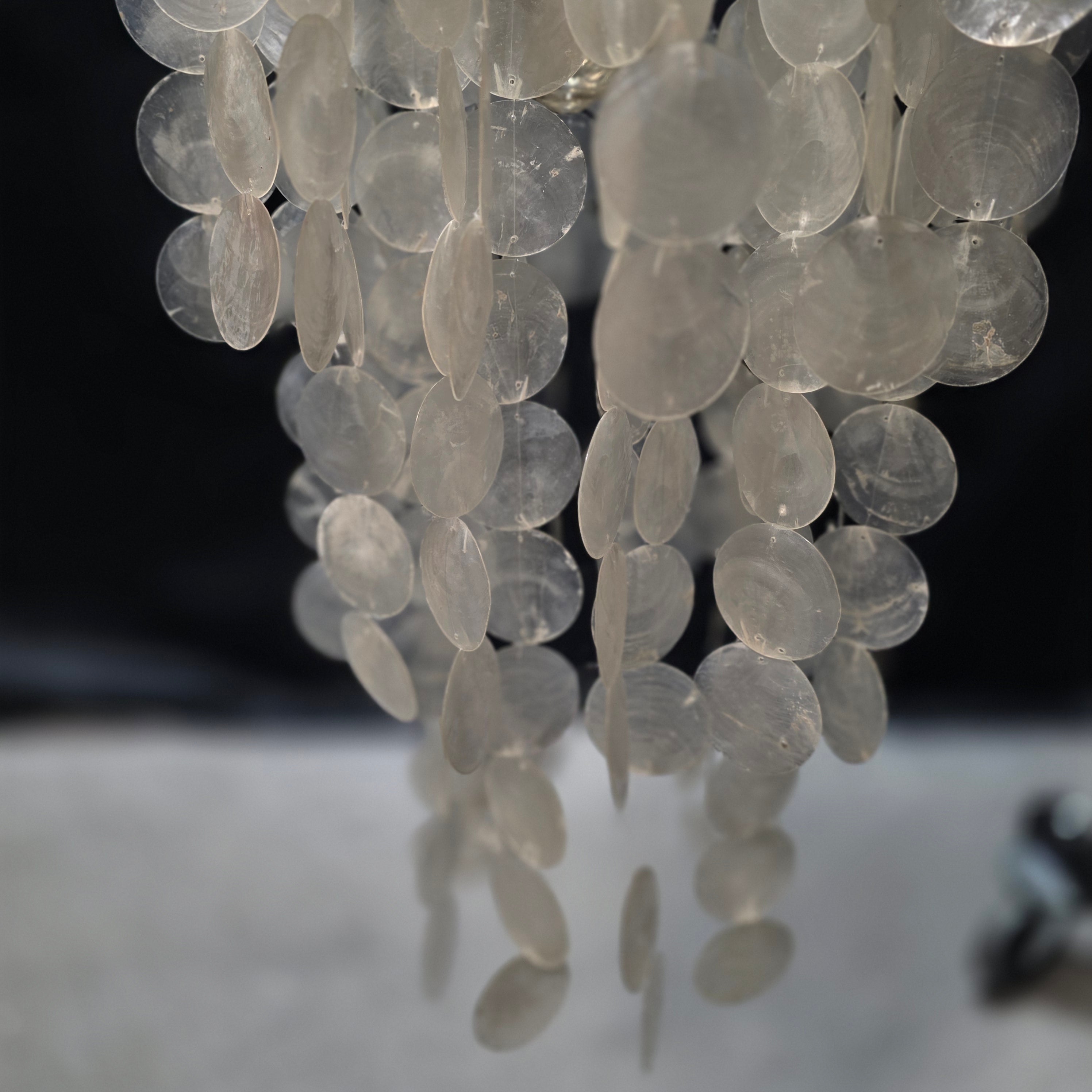 Capiz Shell Single Light Chandelier 12"Dx36"