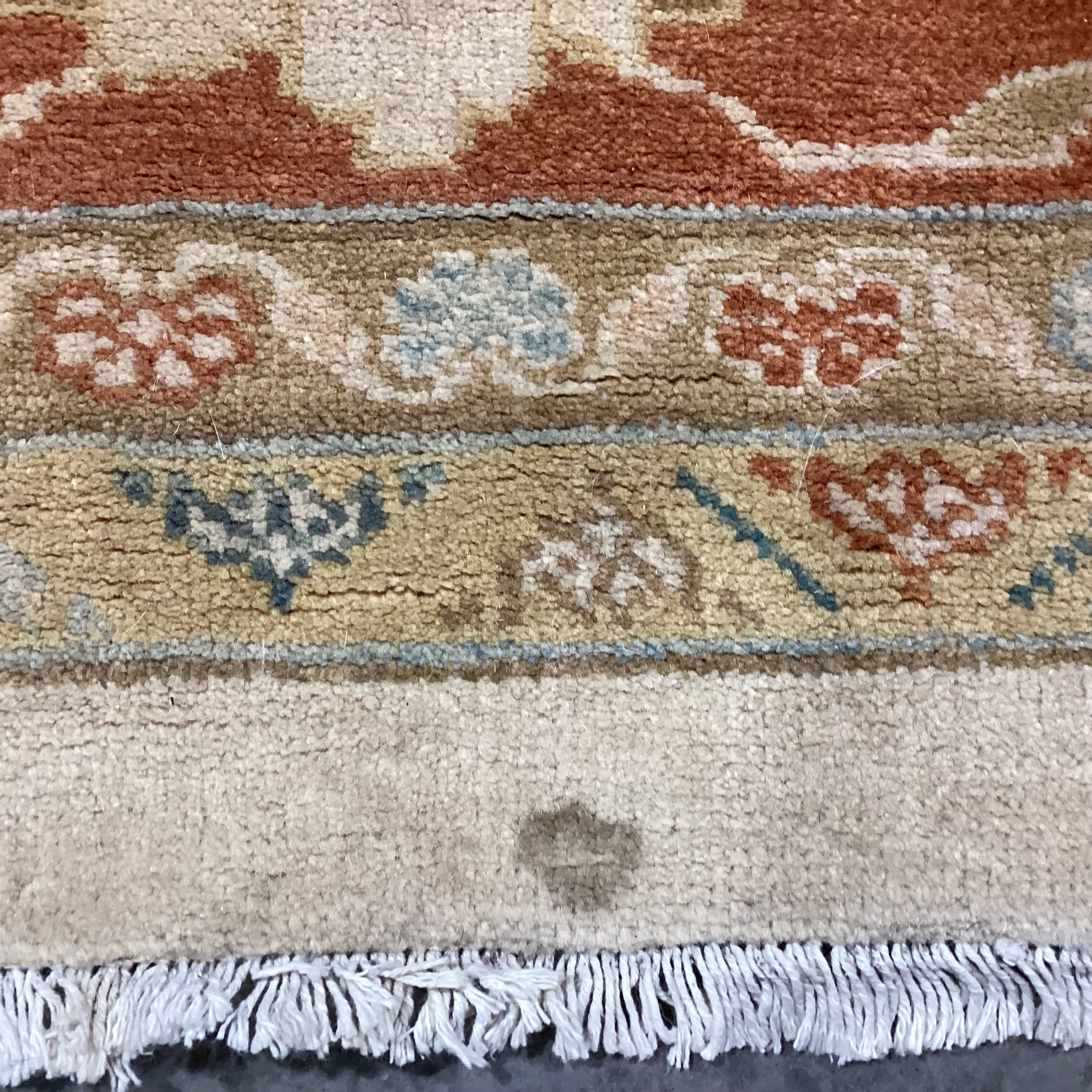 Gold Burnt Orange & Teal Hand Woven Wool Rug 11'x 15'2"