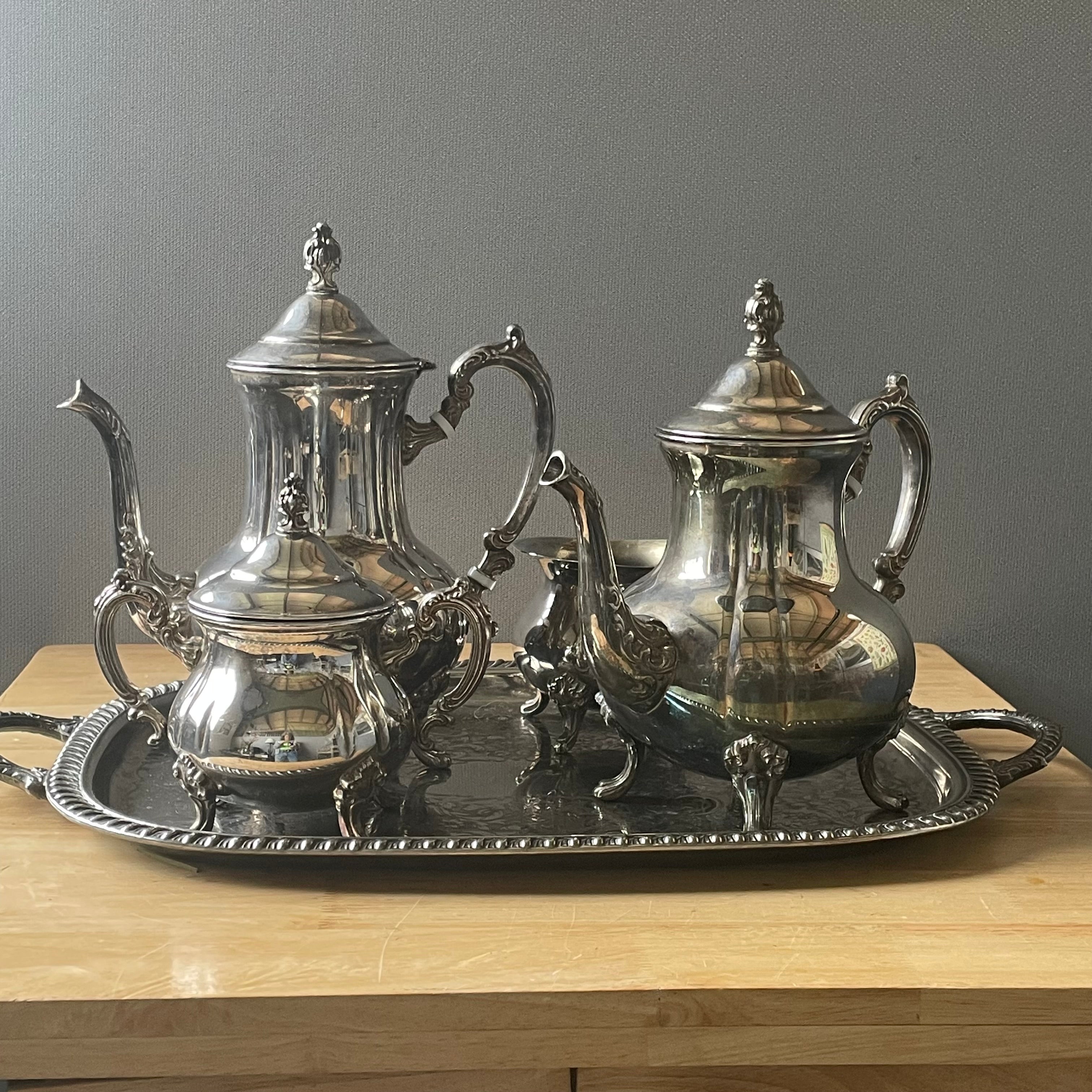 Vintage 5 Piece W&S Blackinton Baroque Style Silverplated Tea/Coffee Service