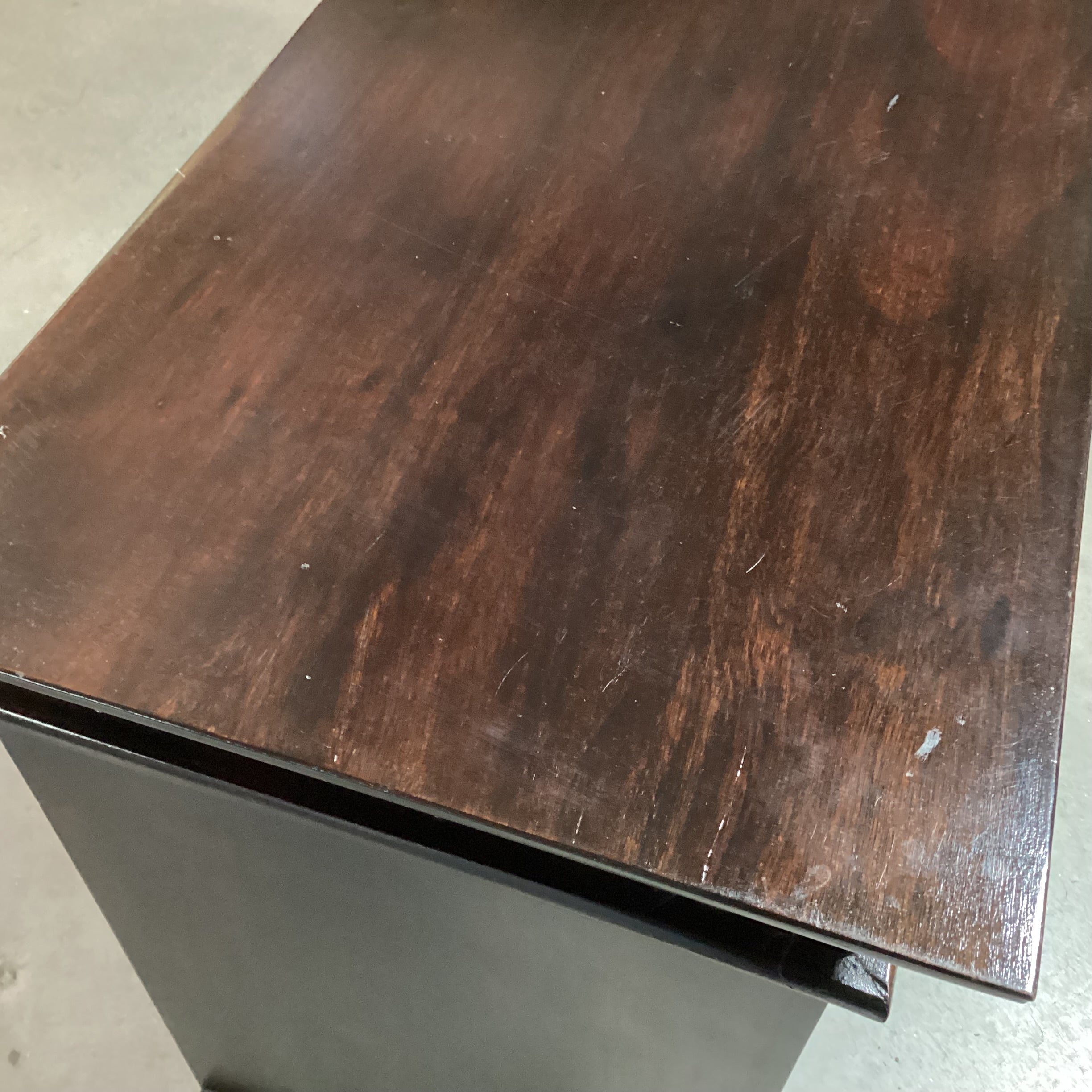 Dark Finish Solid Fruitwood & Iron Detail 1 Door 1 Drawer Nightstand 24"x 16"x 30"