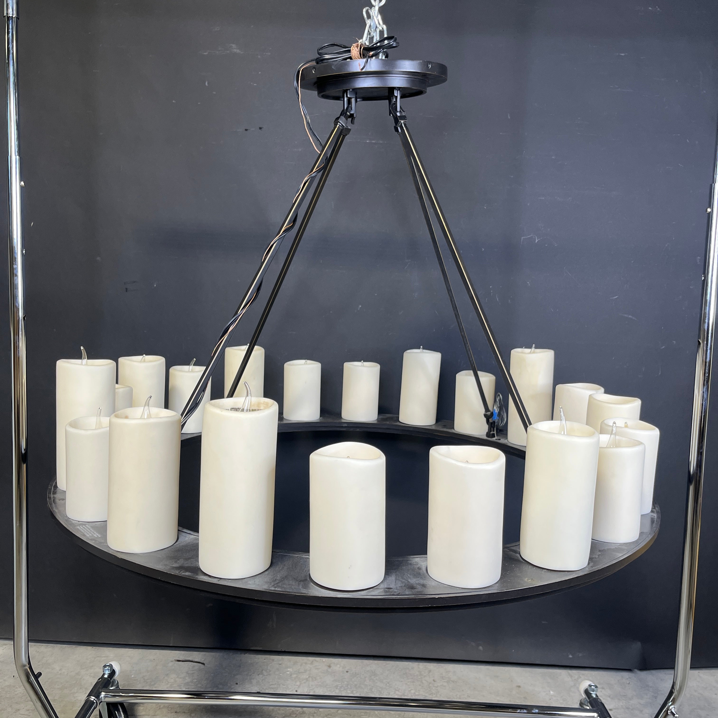 Restoration Hardware 20-Light Oil Rubbed Bronze with Faux Candle Shades Chandelier 40” Diameter x 28”