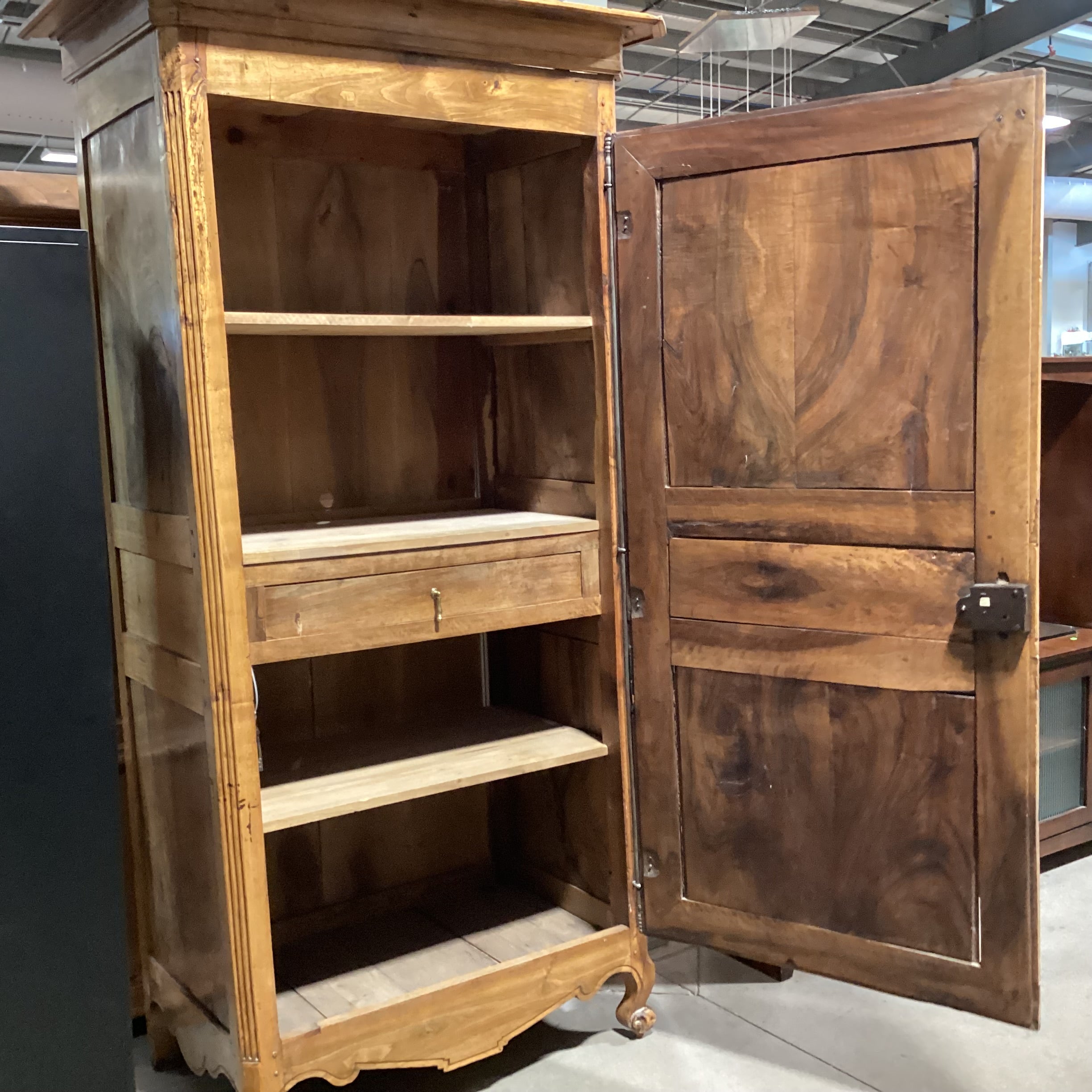 Antique Carved Wood 1 Door Armoire 48"x 29"x 90"