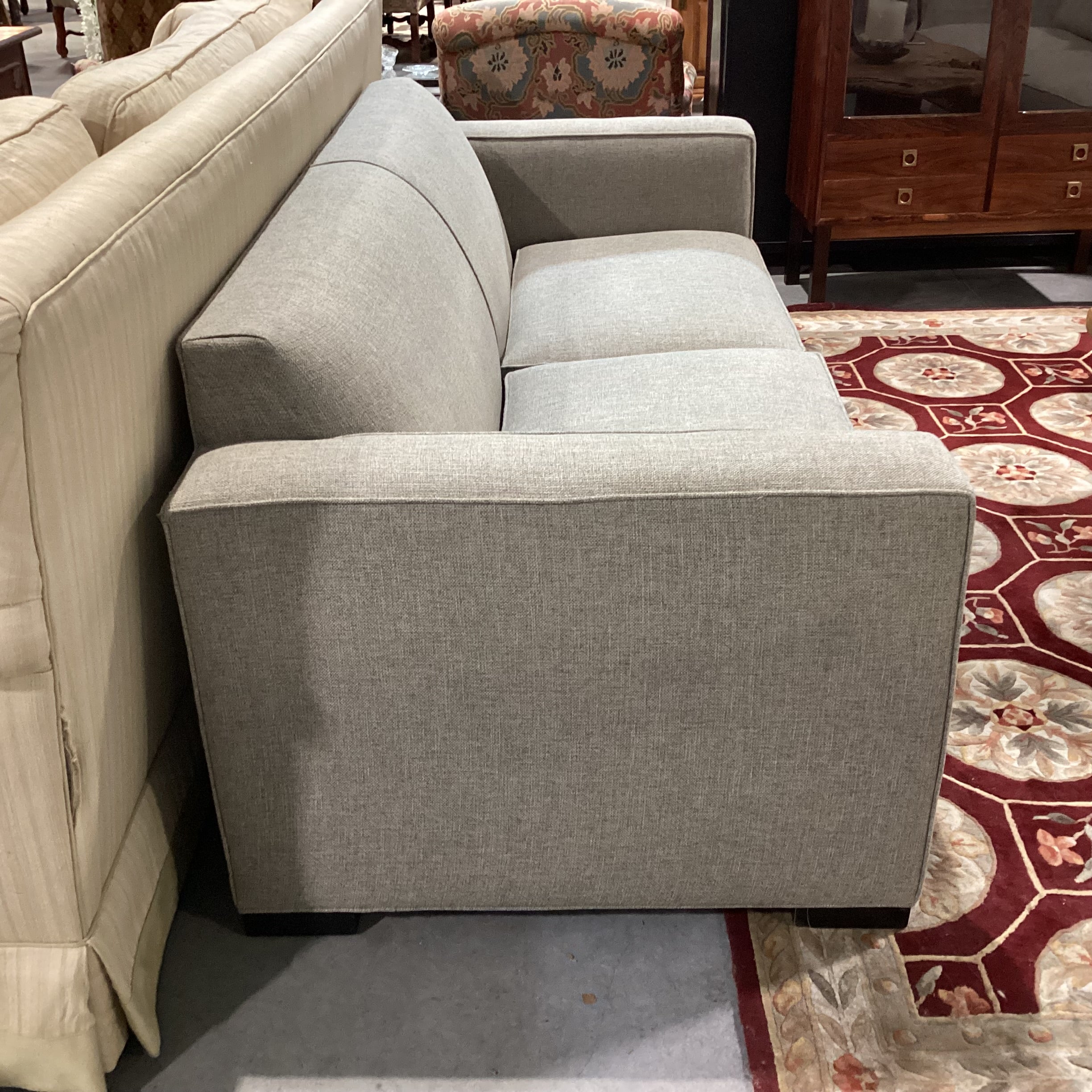 McCreary Modern Room & Board Heathered Beige Grey Woven Modern Track Arm Sofa 82"x 36"x 32"