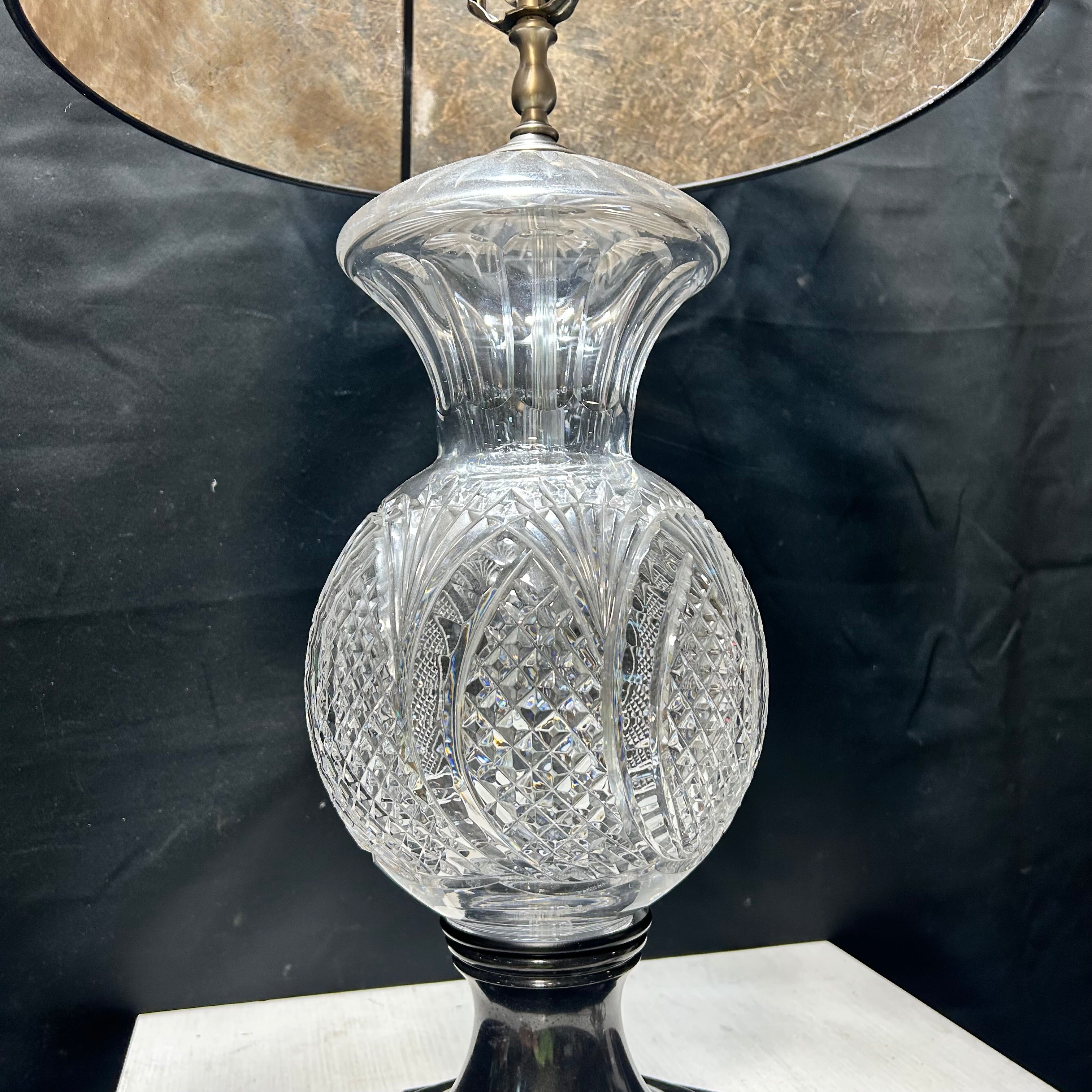 Waterford Crystal Black Onyx Table Lamp 8.5"x 33"