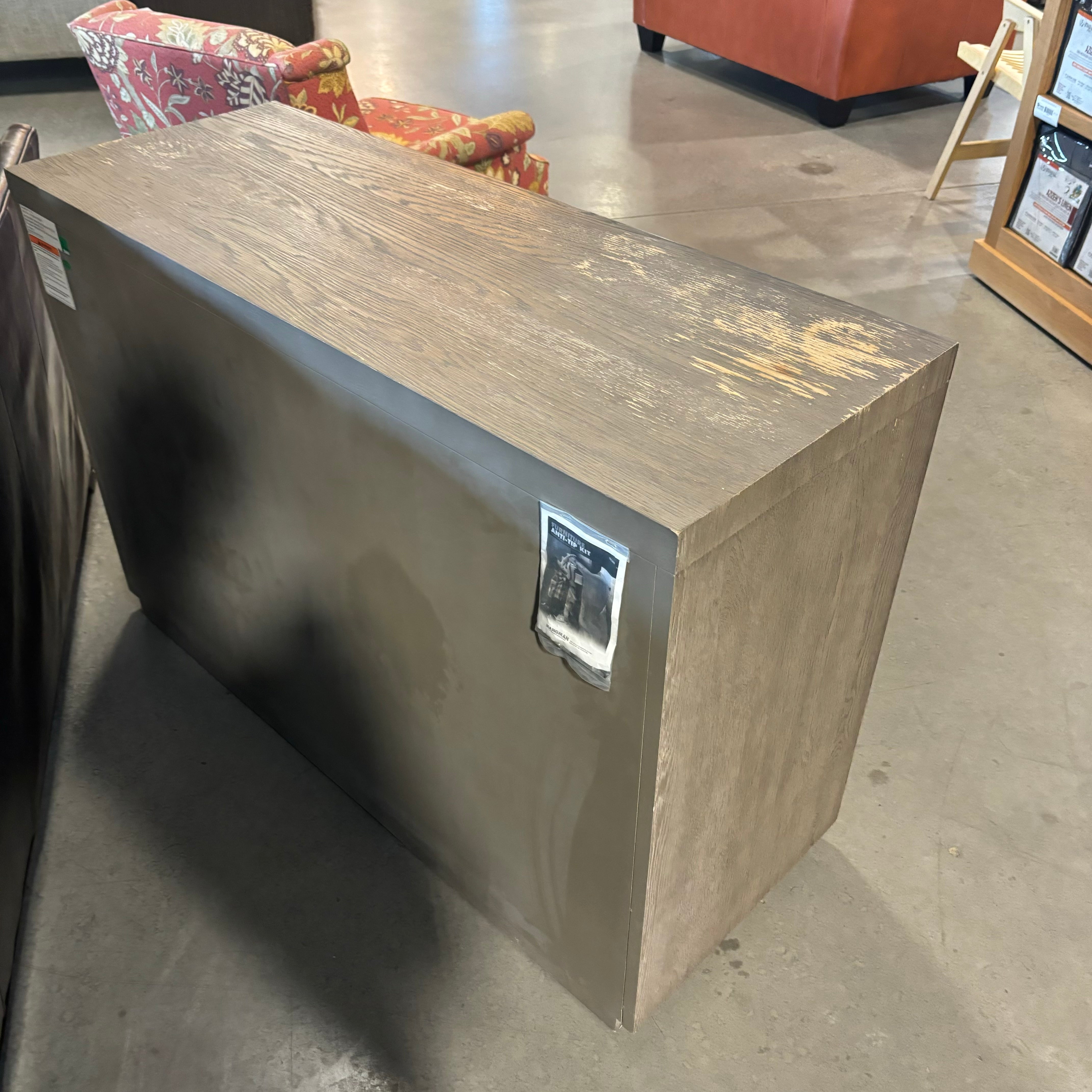 Restoration Hardware Solid Grey Finished Wood 2 Door Console 48"x 18"x 32"