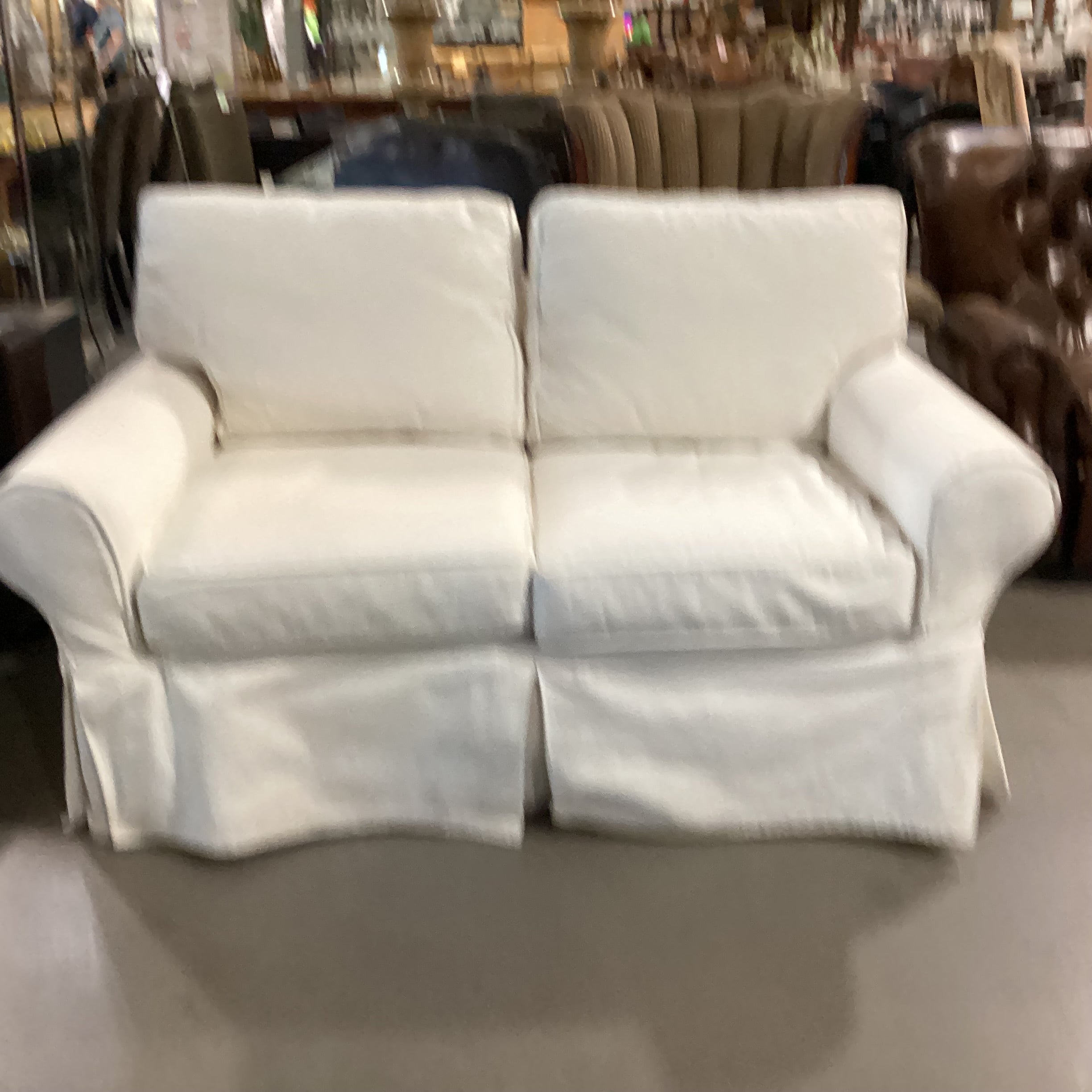 Pottery Barn Cream Slipcover Loveseat Sofa 61"x 36"x 37"