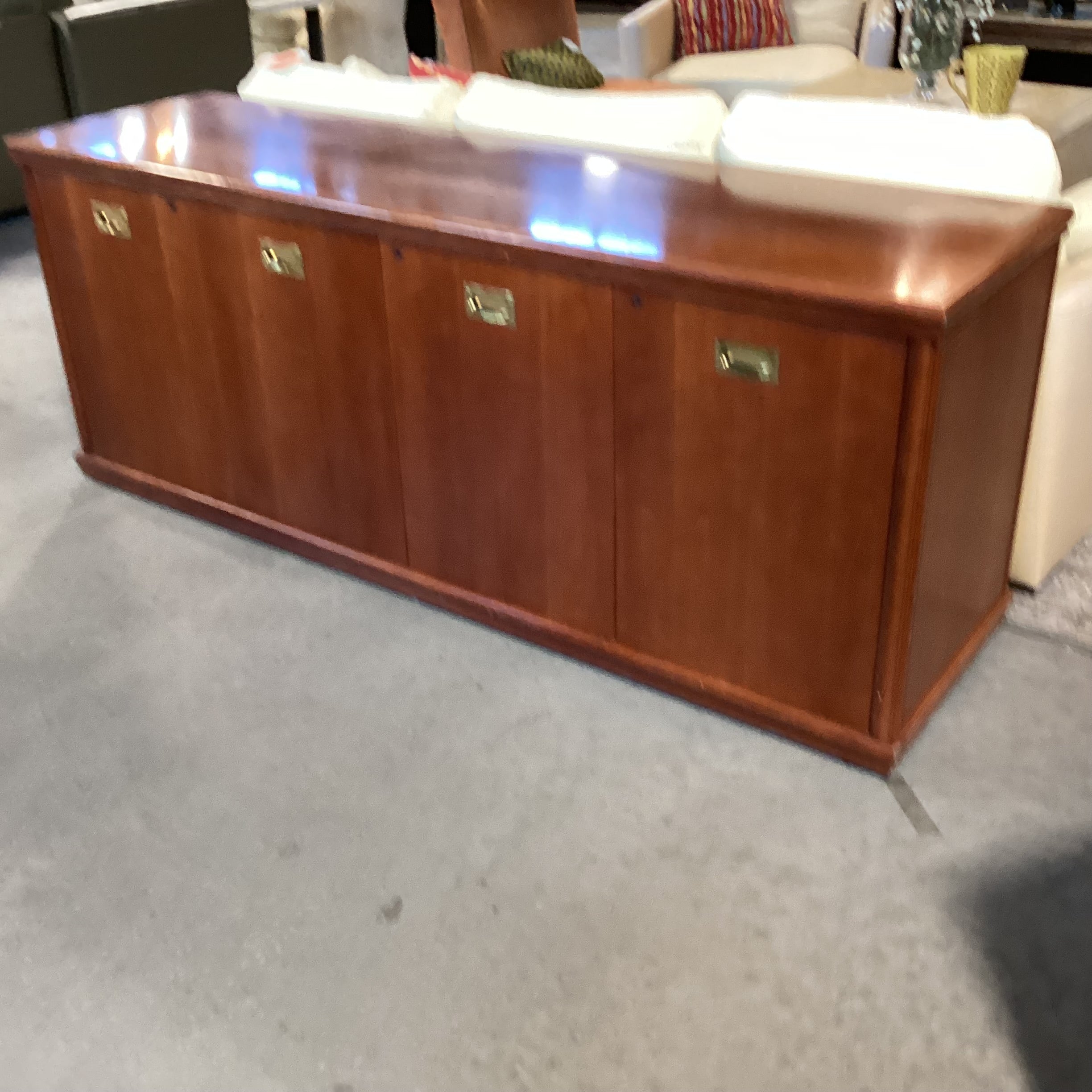 Cherry Finish Veneer & Wood 4 Door with Shelves Office Living Credenza 78.5"x 22"x 30.5"