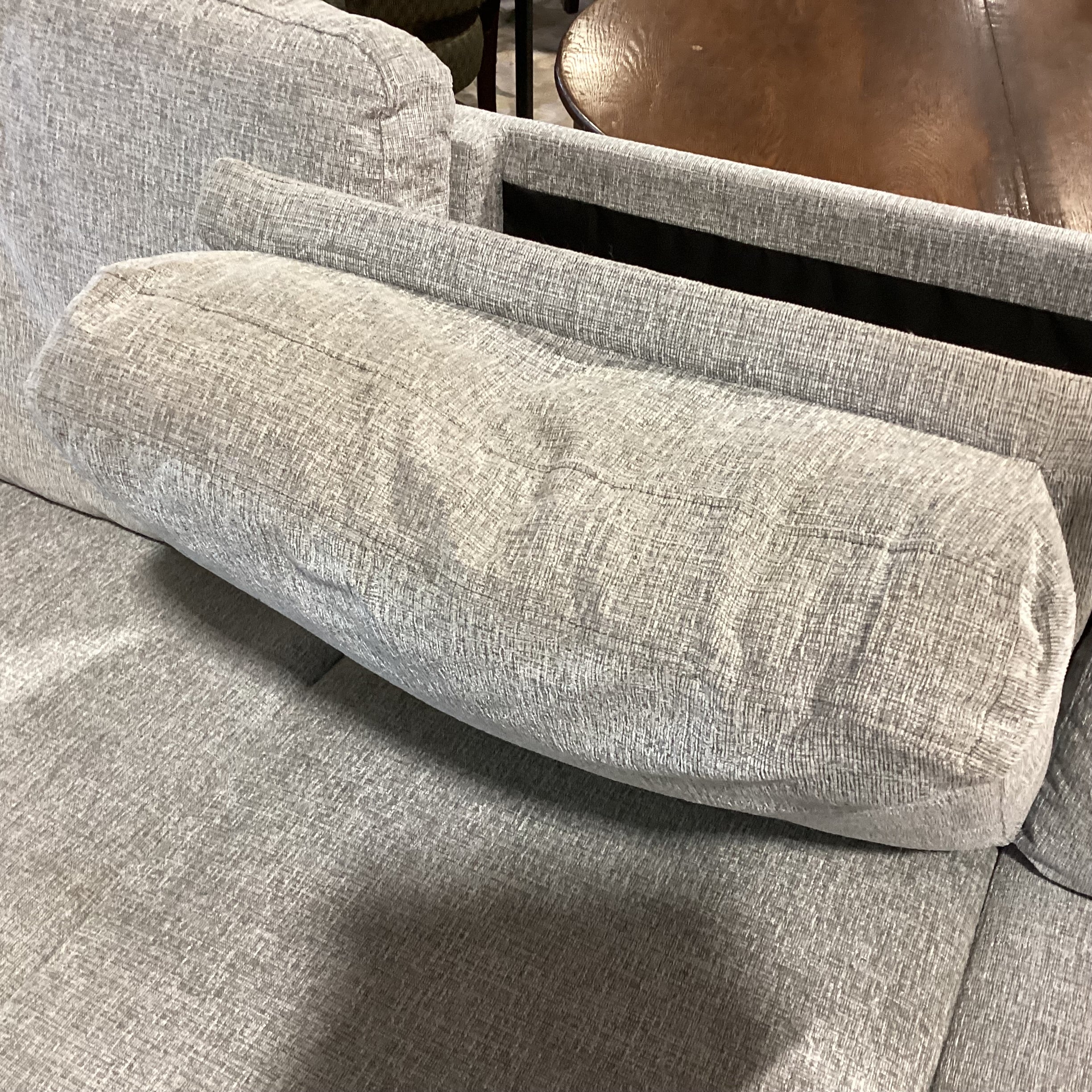 Heather Grey Woven With Flip Down Console 2 Piece Sectional 80"x 58"x 33"x 35"