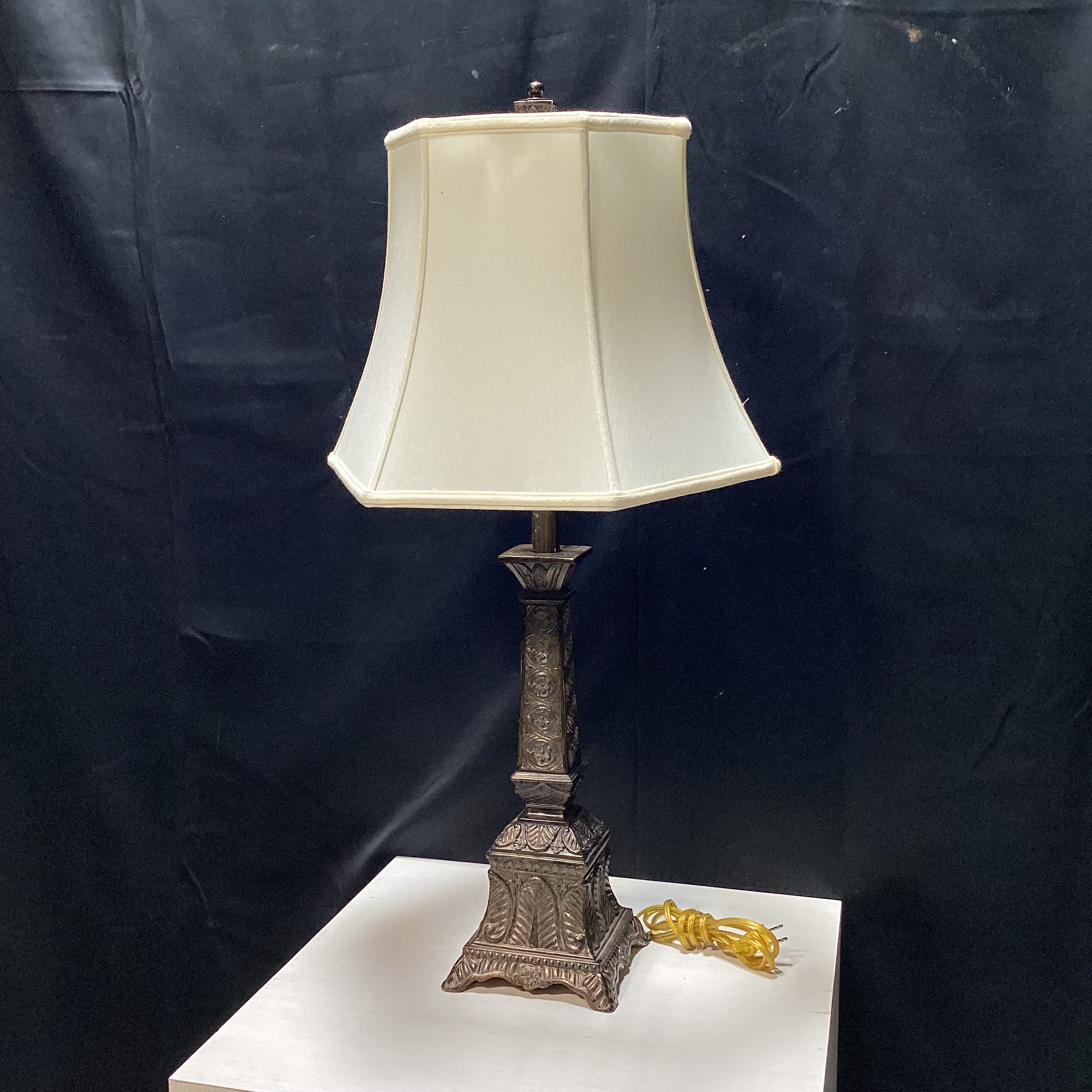 Vintage Style Table Lamp With Ornate Base Details - Shade Included 6.5" x 17" x 32"