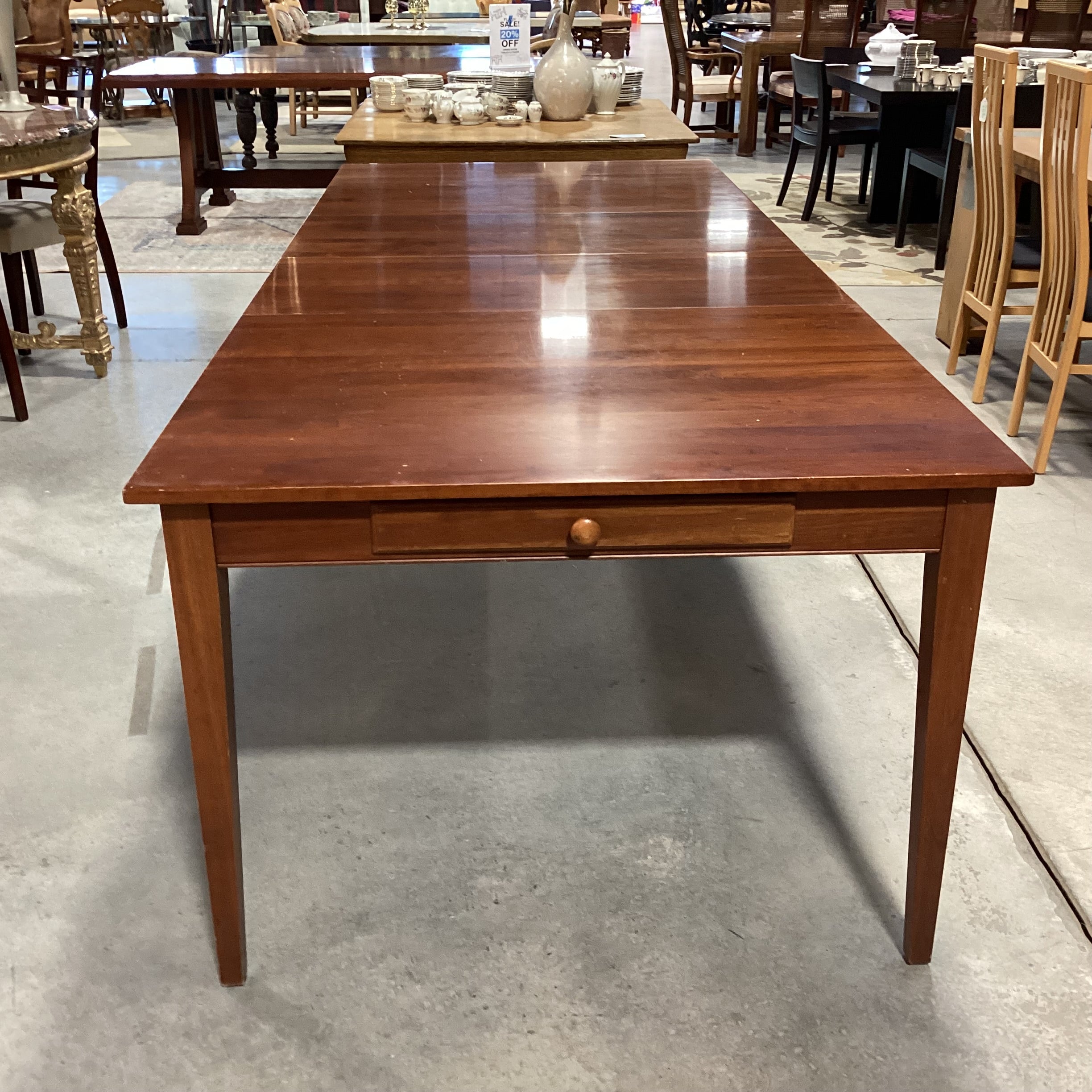 Ethan Allen Cherry 2 Leaves & End Drawers Dining Table 64" to 100"x 42"x 31"
