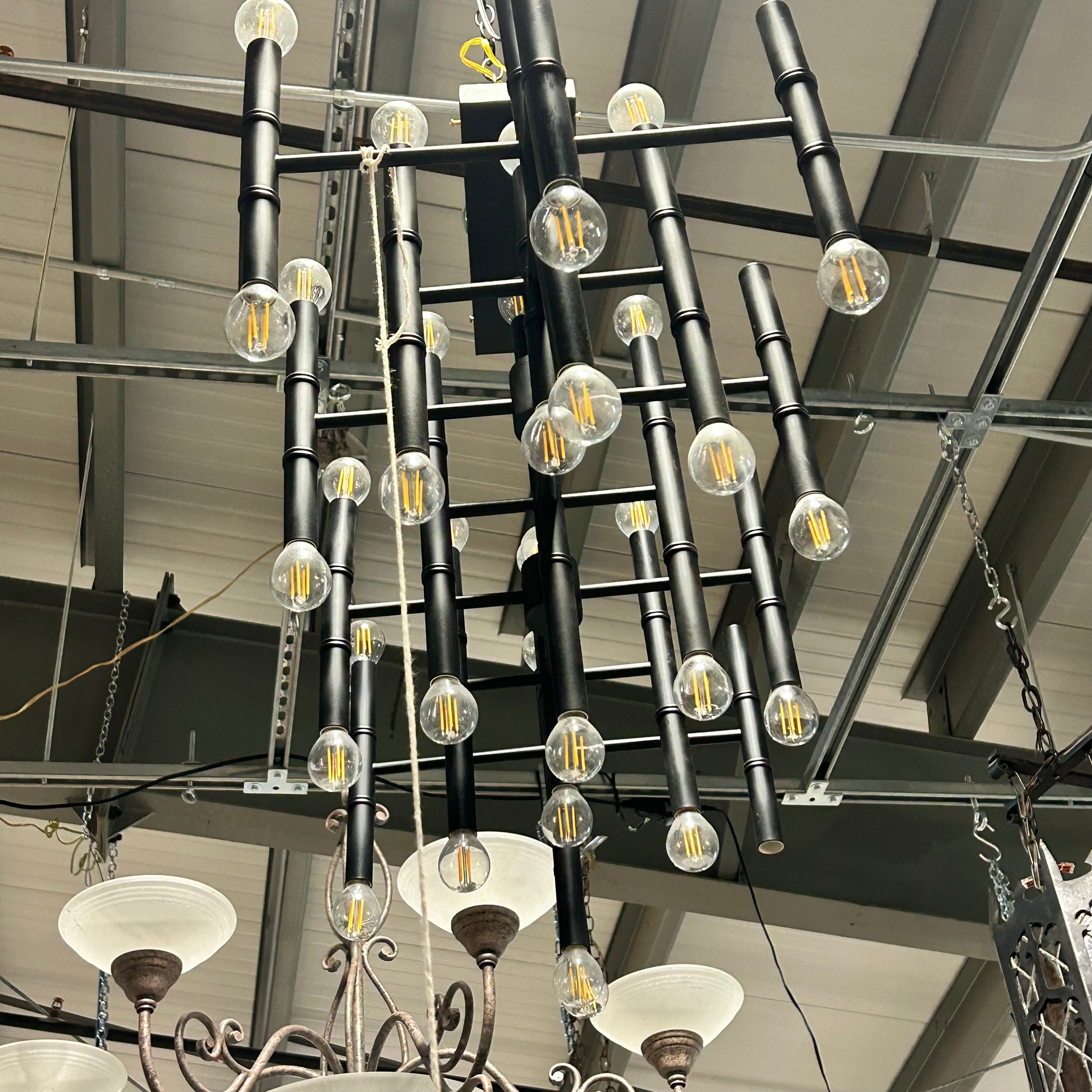 Jonathan Alder Black Meurice Chandelier 38"x 16"x 24"
