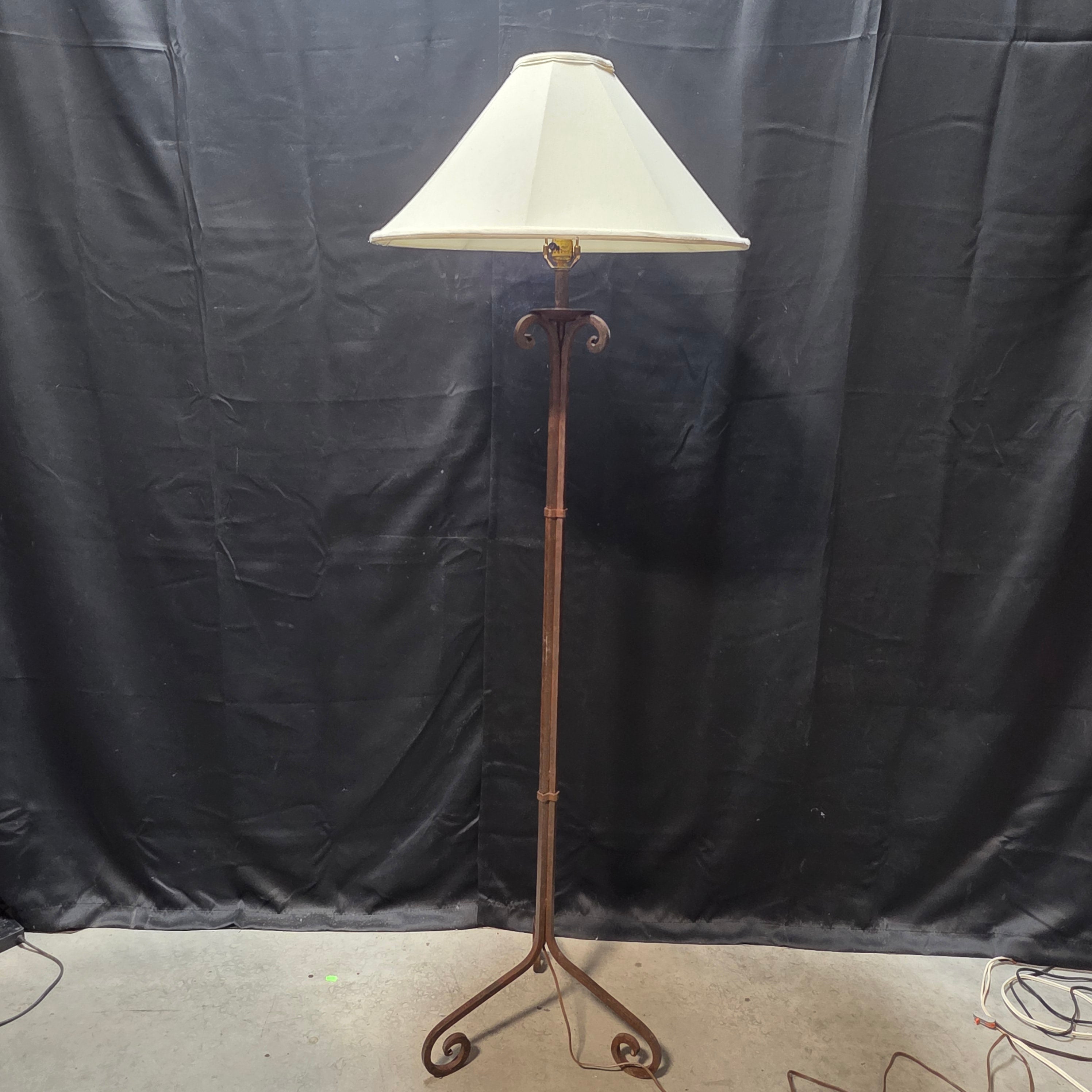 Vintage Ranch Style Wrough Iron Floor Lamp 22"D x 63"