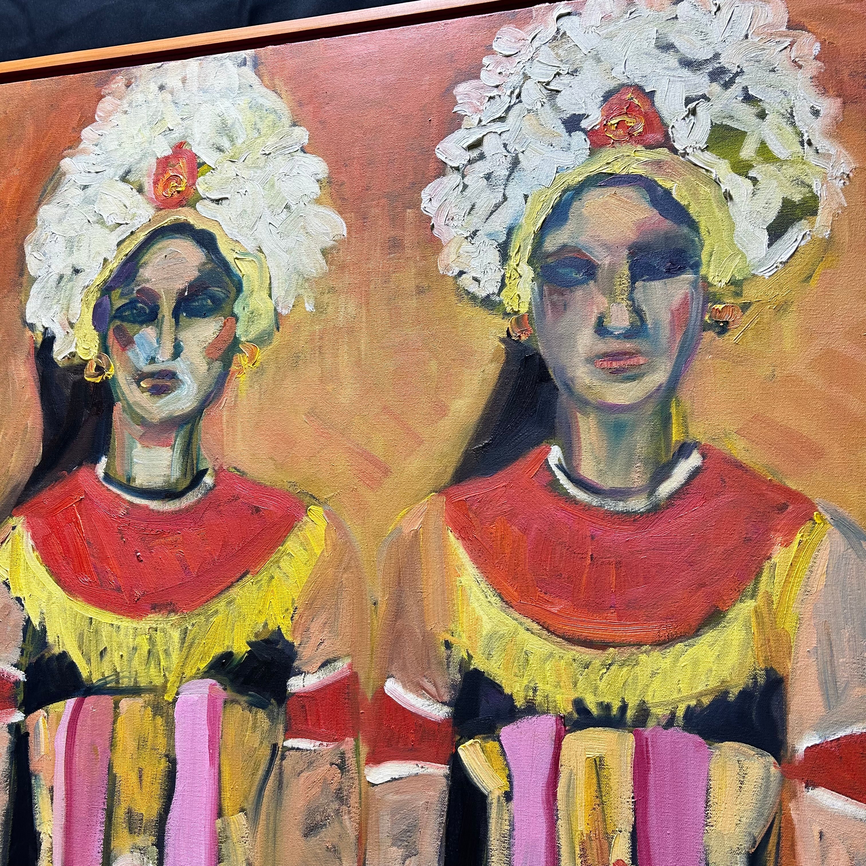 Donated By Yun Scott (Suki) Signed By Suki Oil On Canvas Of Dua Penari Janger (Two Janger Dancers 37.5"X 50"