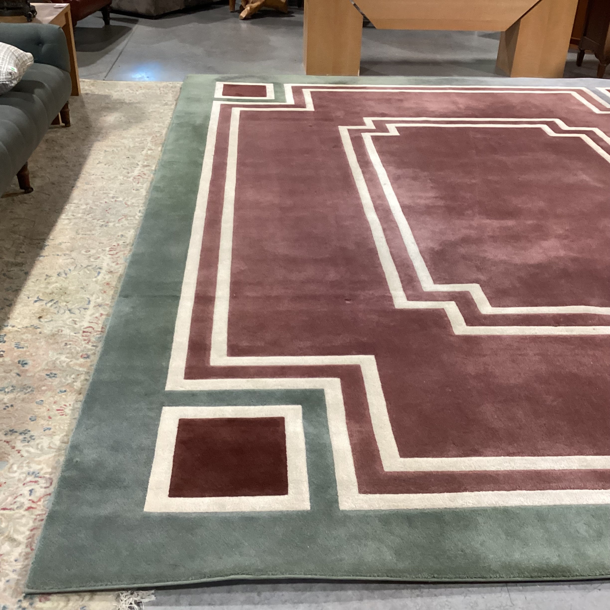 Masland The Azola's Custom Green & Mauve Handcrafted Wool Rug 12' x 15'