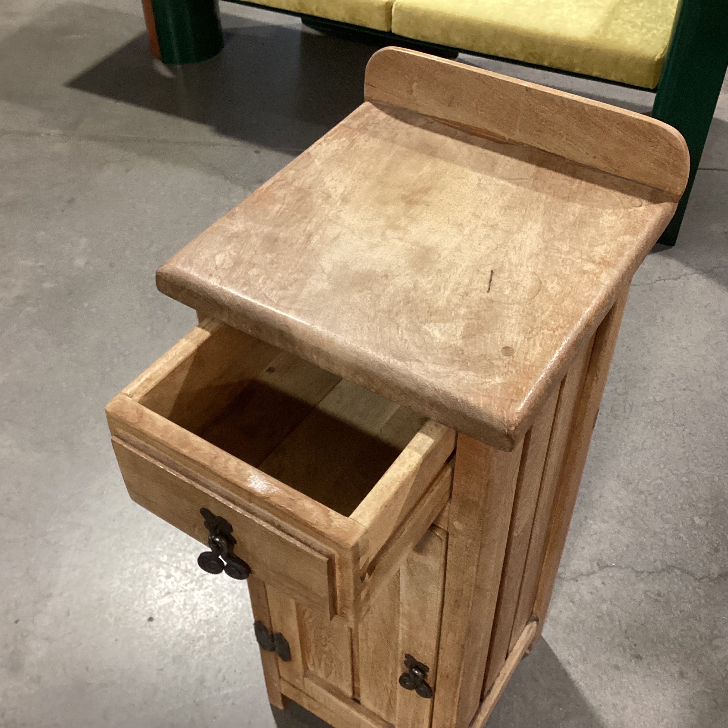 Solid Natural Wood 1 Drawer 1 Door with Shelf Cabinet End Table 13"x 13"x 34"