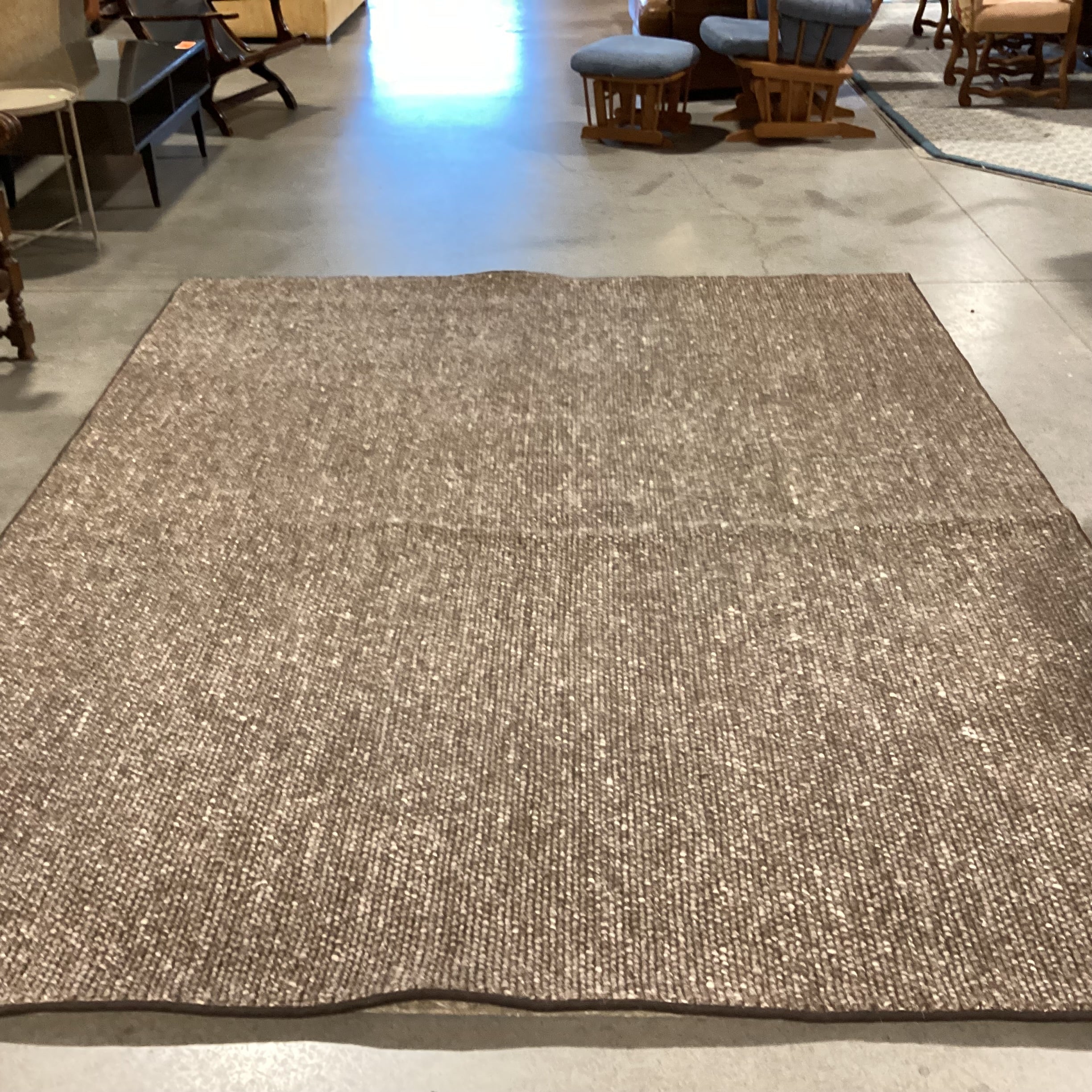 Custom Taupe Brown Loop Woven Wool with Pad Rug 8'x10'