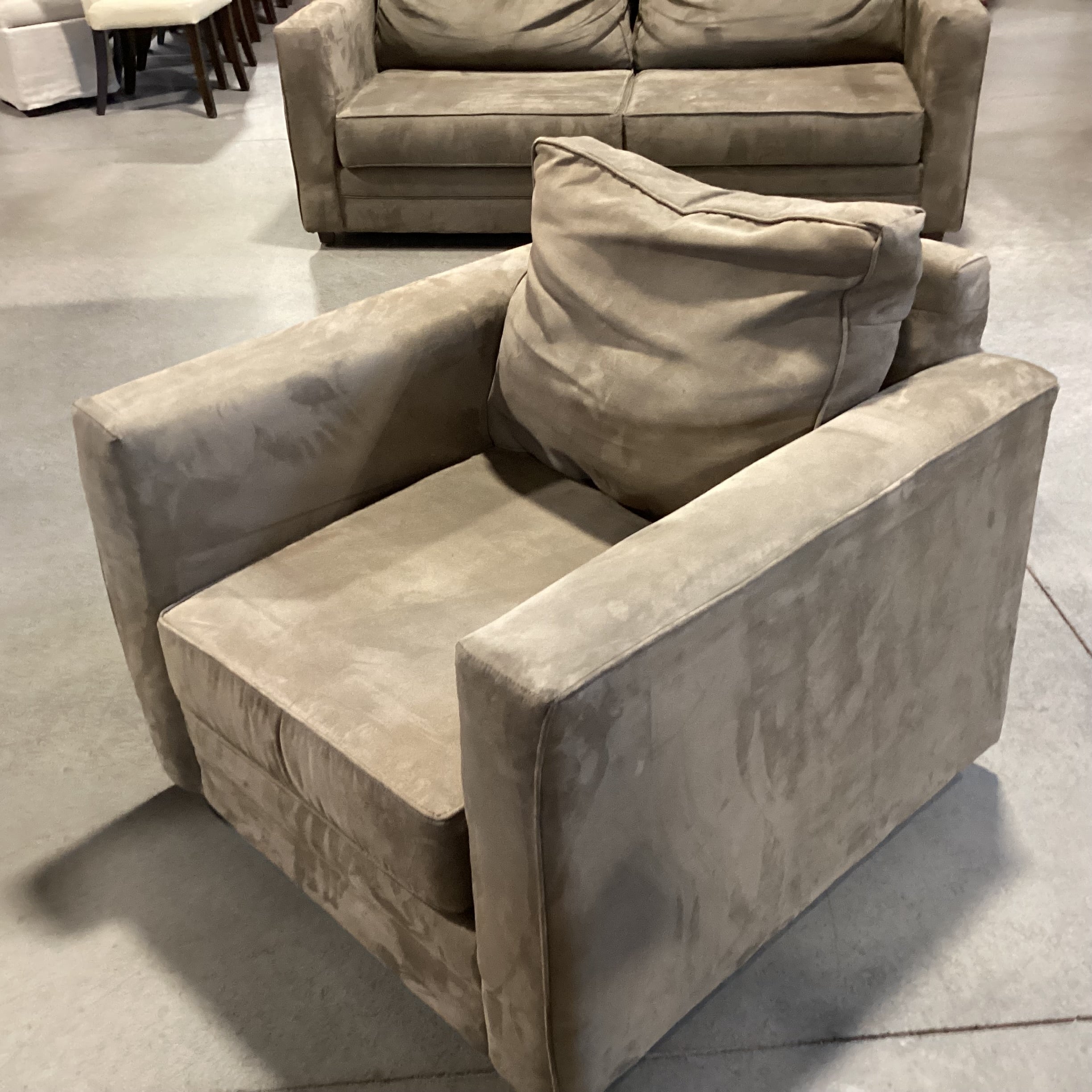 Claude Gable Light Olive Micro Suede Chair 36"x 38"x 30"