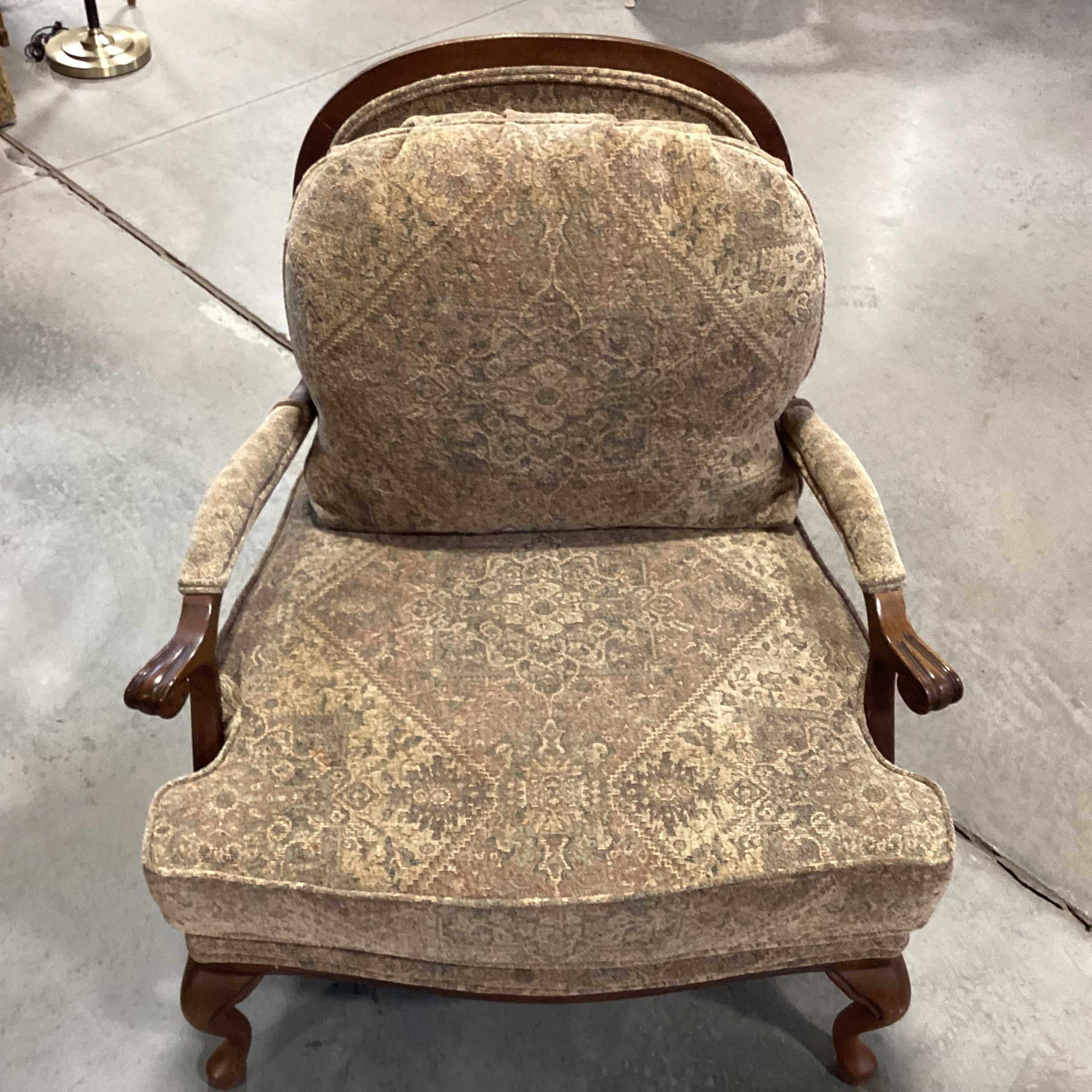 Harden Furniture Carved Wood with Back Detail Gold & Sage Design Chair 35"x 35"x 46"