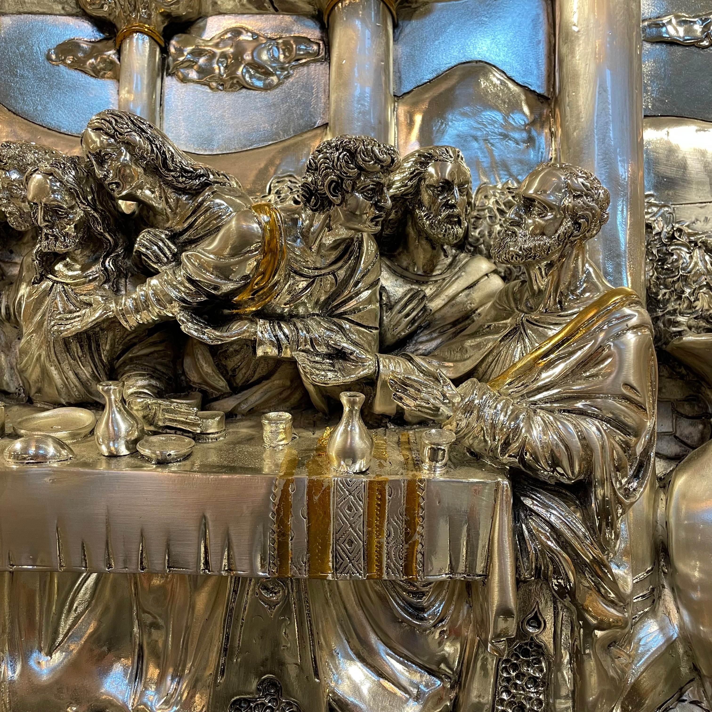 T.I.A. Signed "Cenacolo" The Last Supper 3D Silver And Gold 60" x 40"