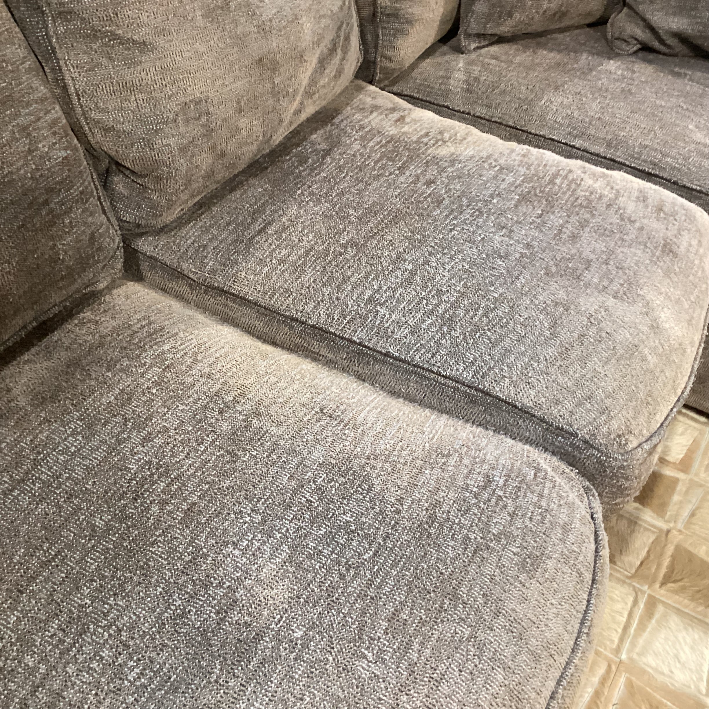 Rowe Furniture Taupe Grey Brown Woven Down Mix 2 Piece Sectional  118"x 92"x 42"x 32"