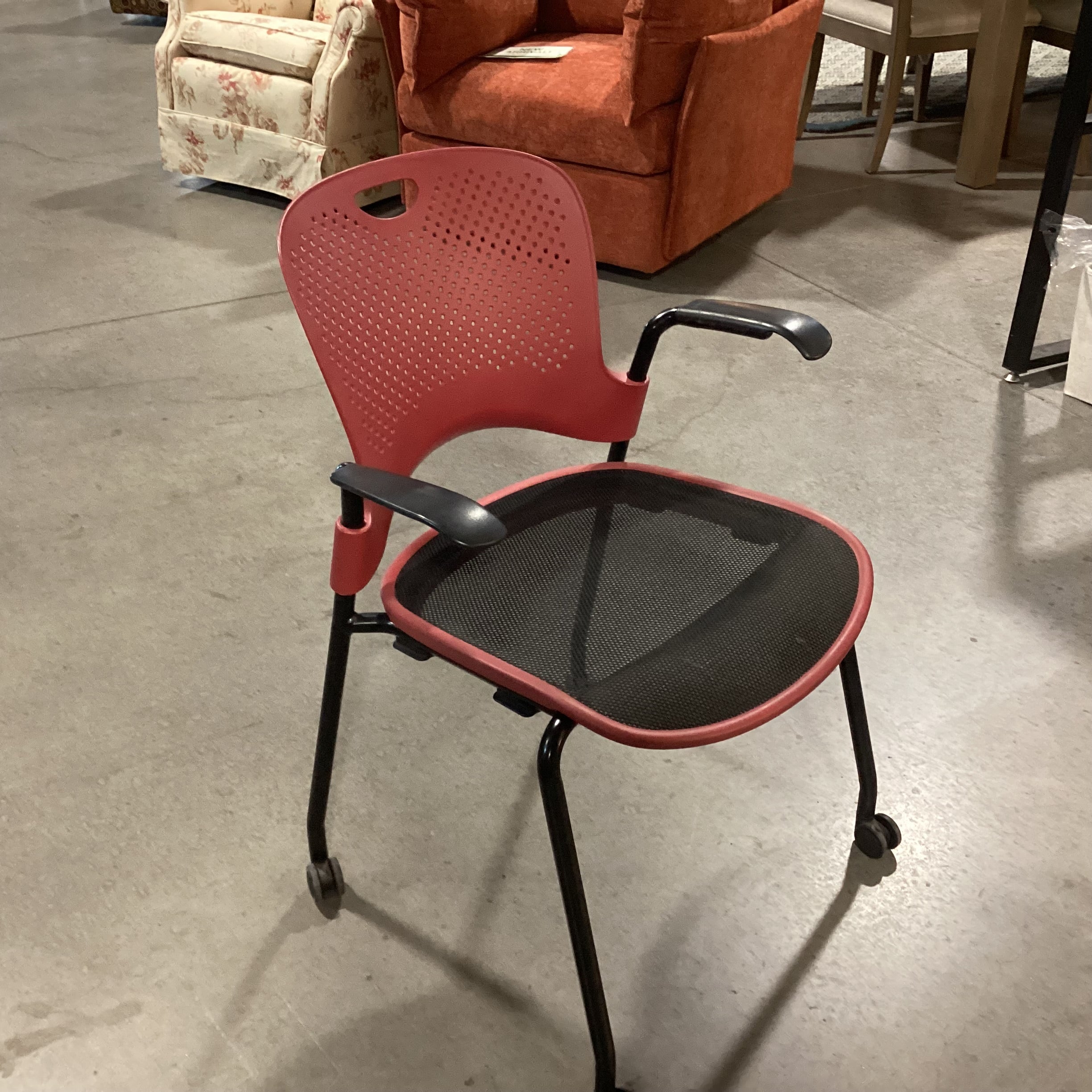 Herman Miller Raspberry & Black Mesh on Casters Office Chair 24"x 23"x 32"