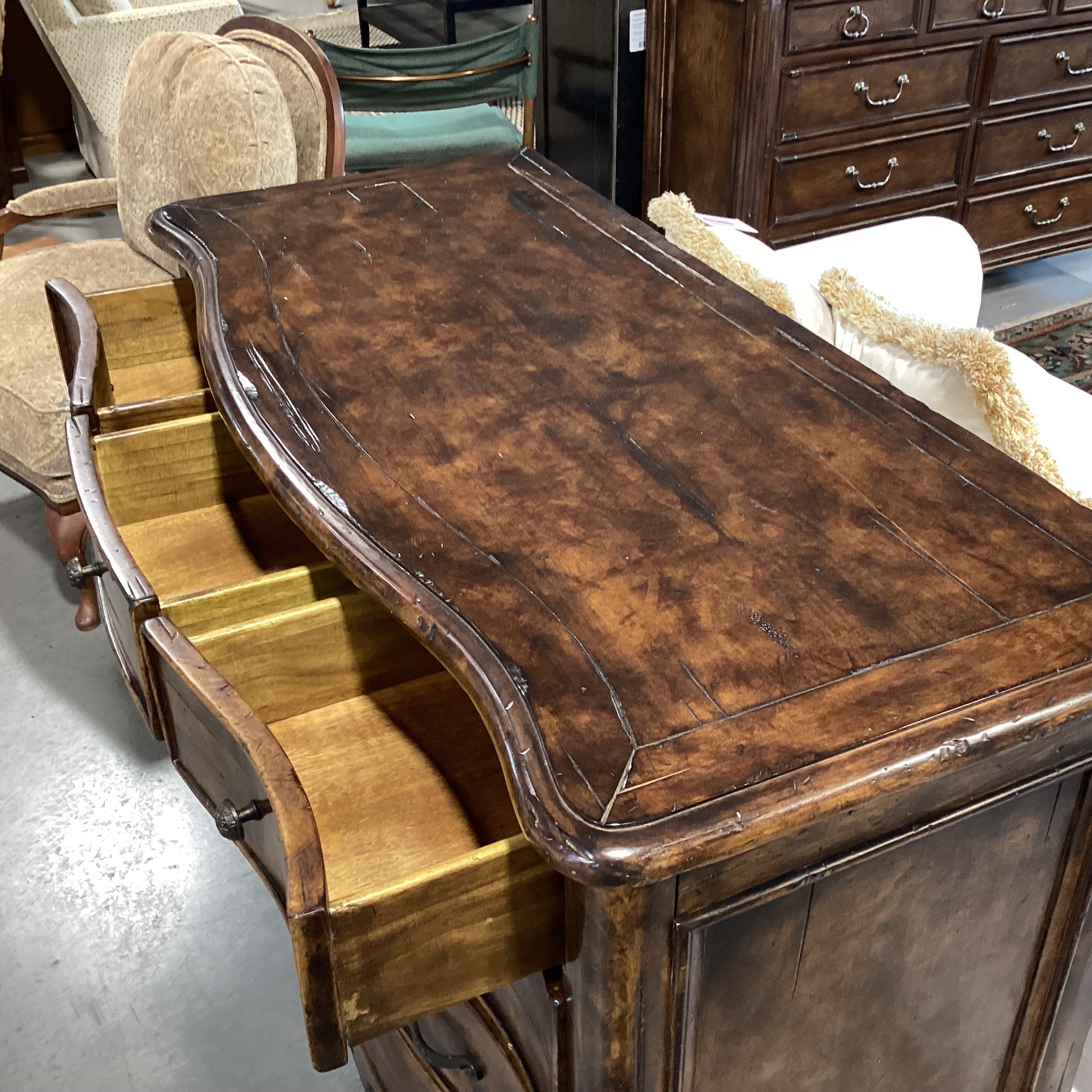 Dark Distressed Solid Wood 8 Drawer Chest 50"x 23"x 42.5"