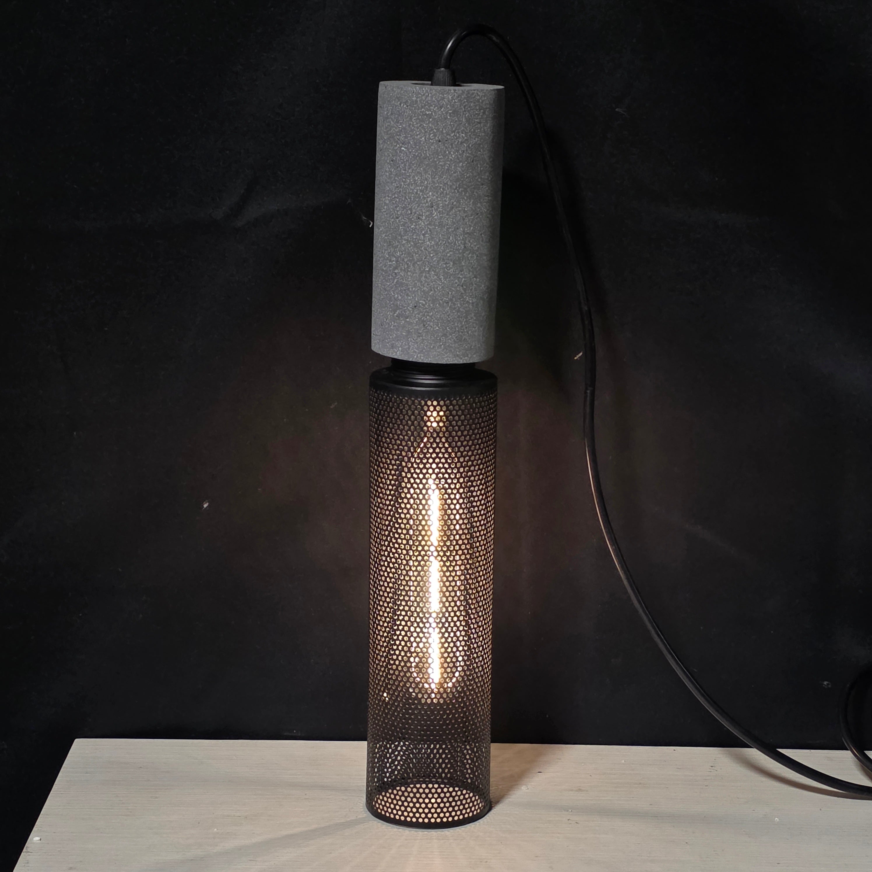 NEW Concrete Linear Caged Lightbulb Pendant  2.5"D x 14.25"