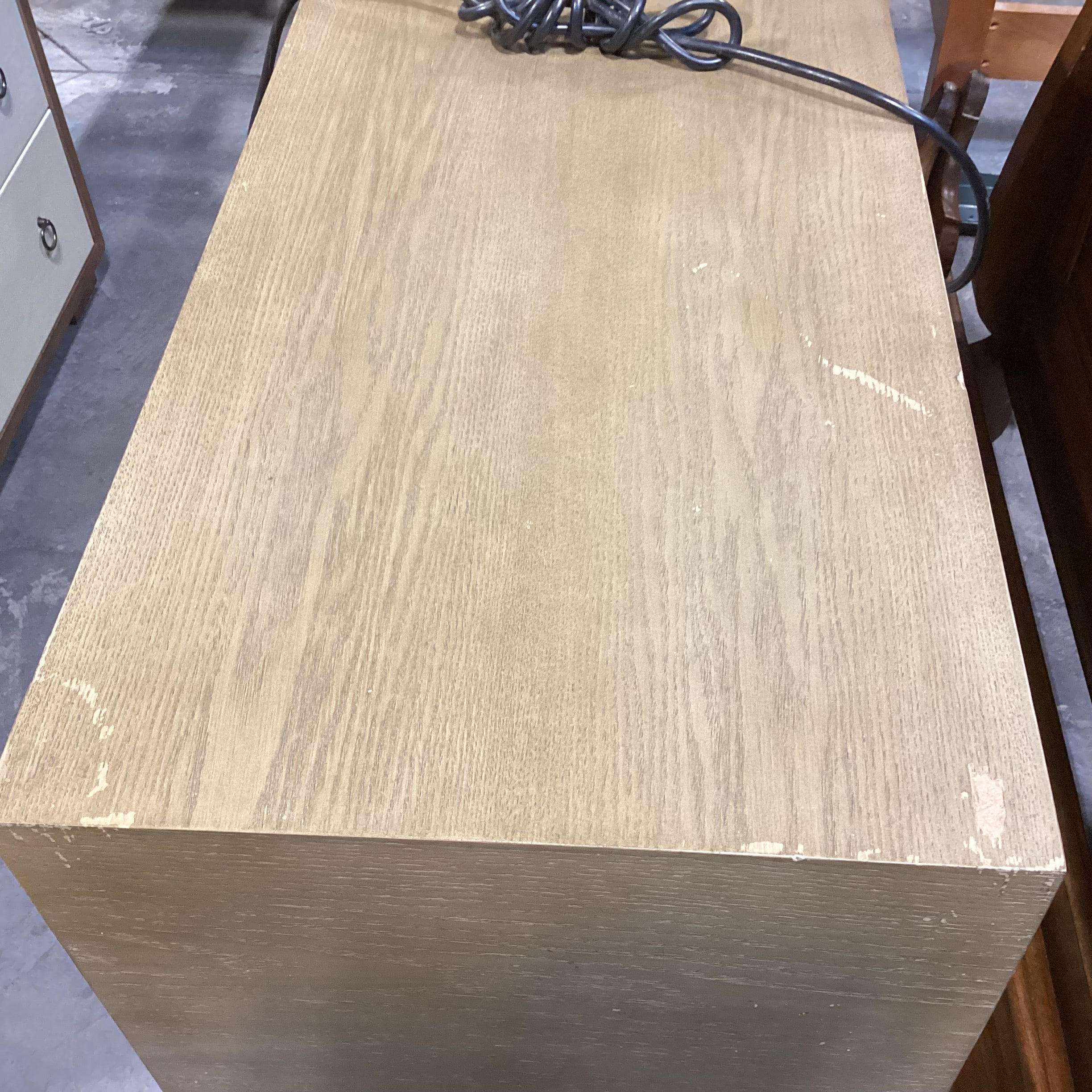 Bryan Ashley Light Finish Oak With Nickle & Leather Pulls 3 Drawer Chest 36"x 19"x 30"
