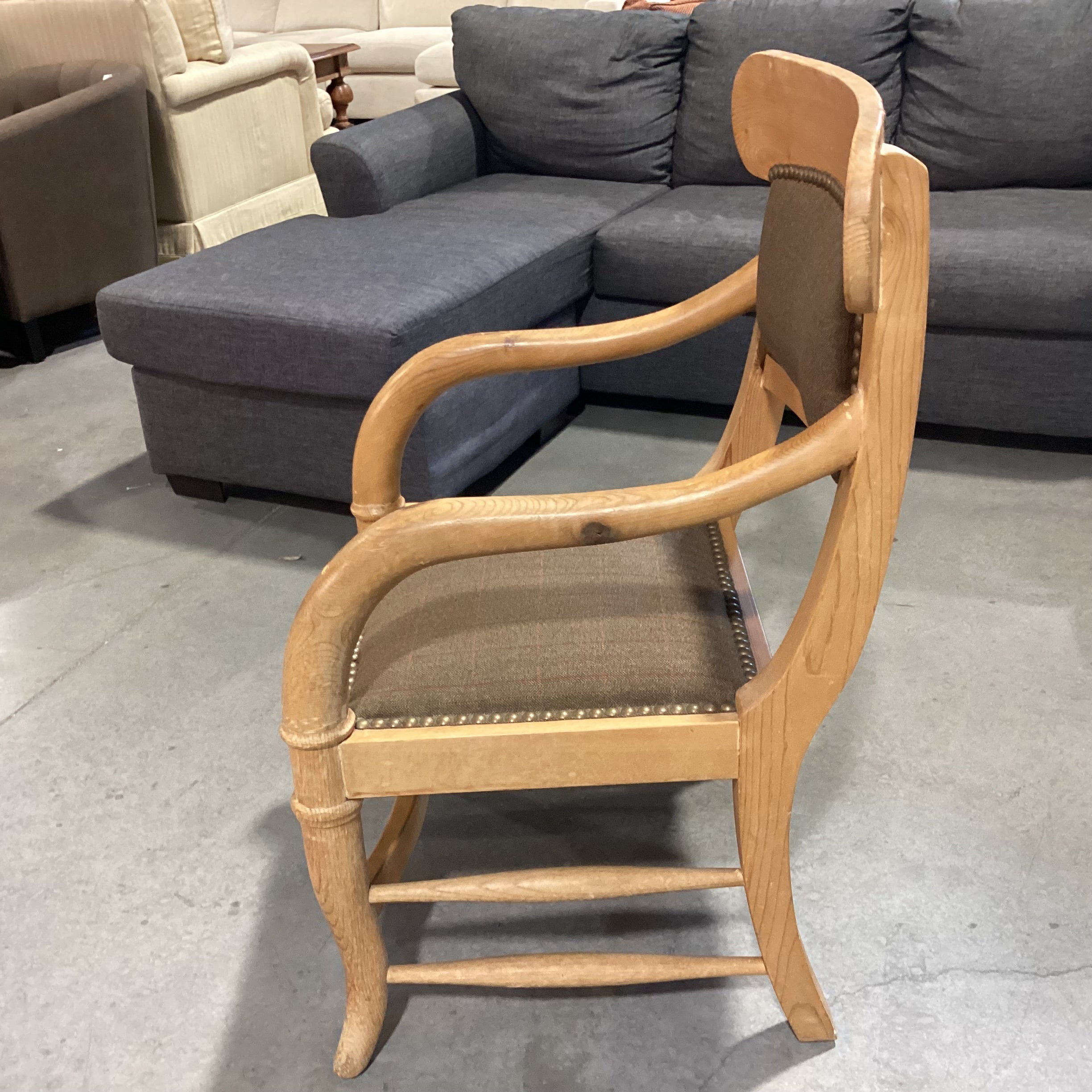Buffalo Bill Style with Wool Plaid Nailhead Chair 28"x 24"x 39"