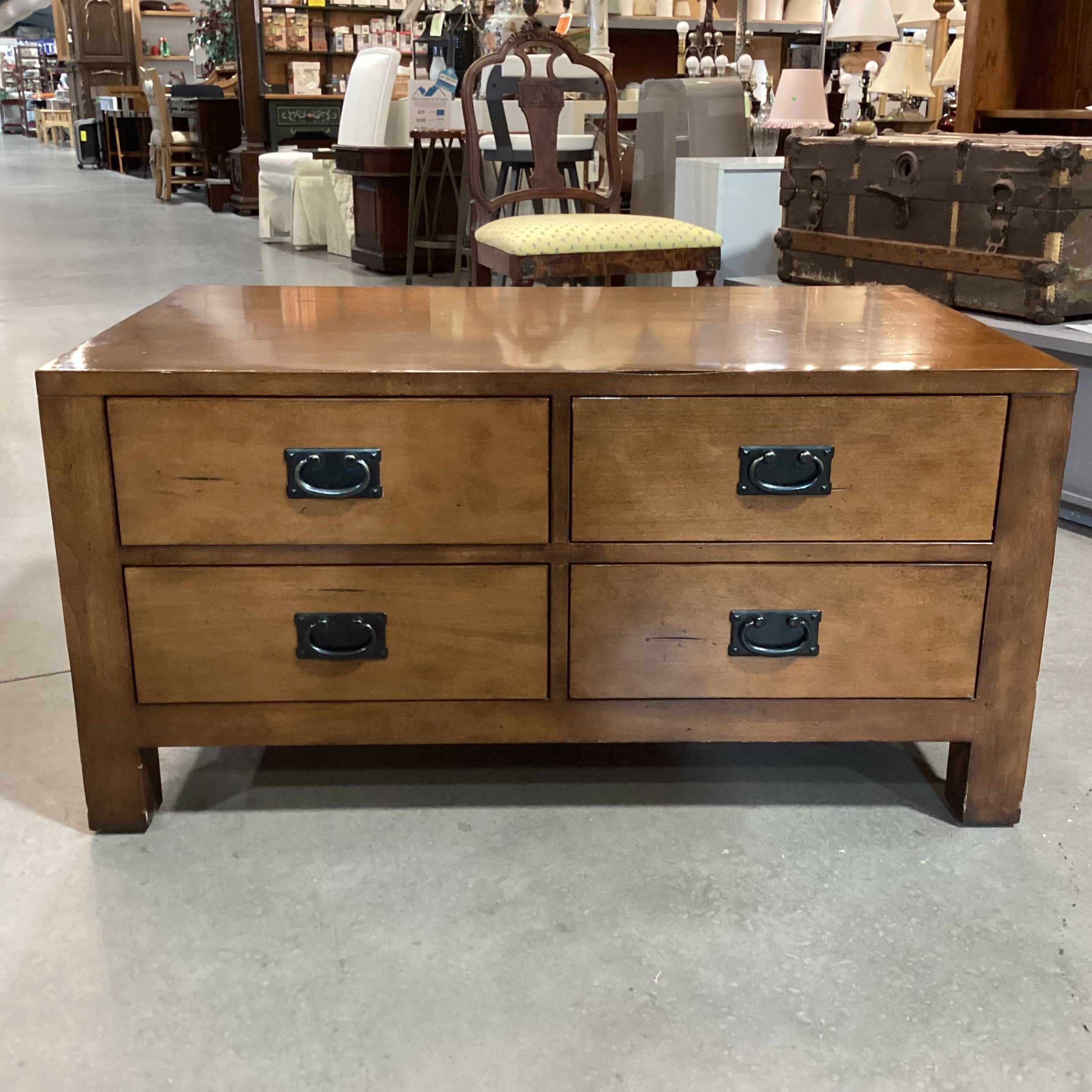 Distressed Finished Wood 4 Drawer Coffee Table 40"x 24"x 20"