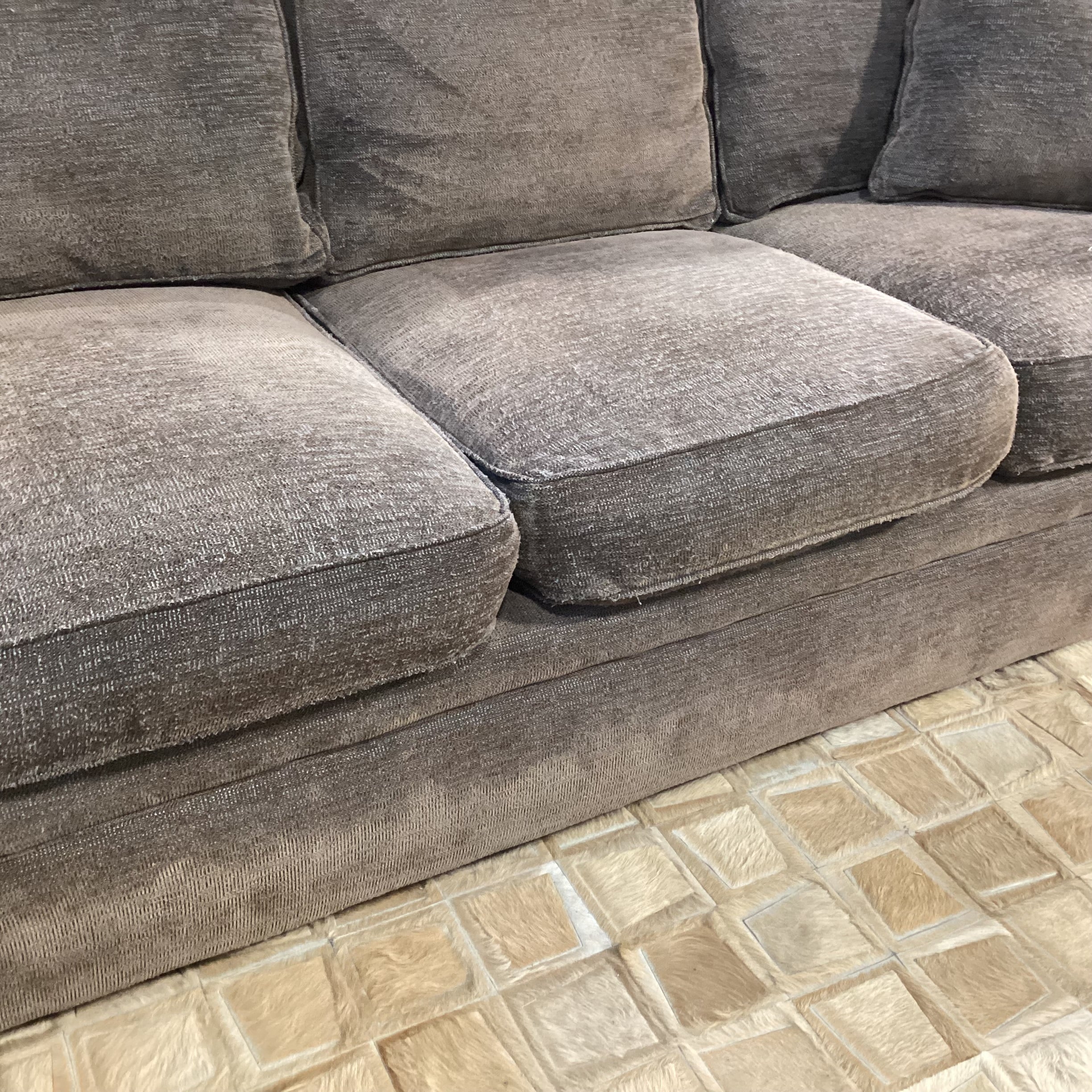 Rowe Furniture Taupe Grey Brown Woven Down Mix 2 Piece Sectional  118"x 92"x 42"x 32"