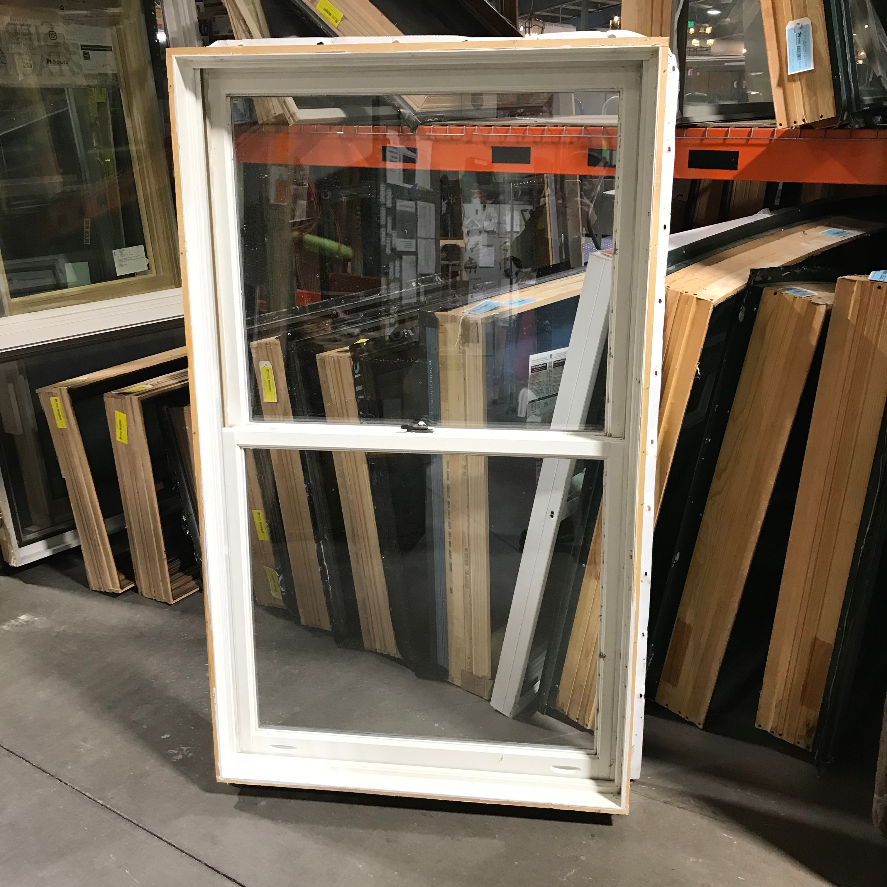 37.5"x 64.75"x 6.5" White Metal Clad Double Hung Sash Exterior Window