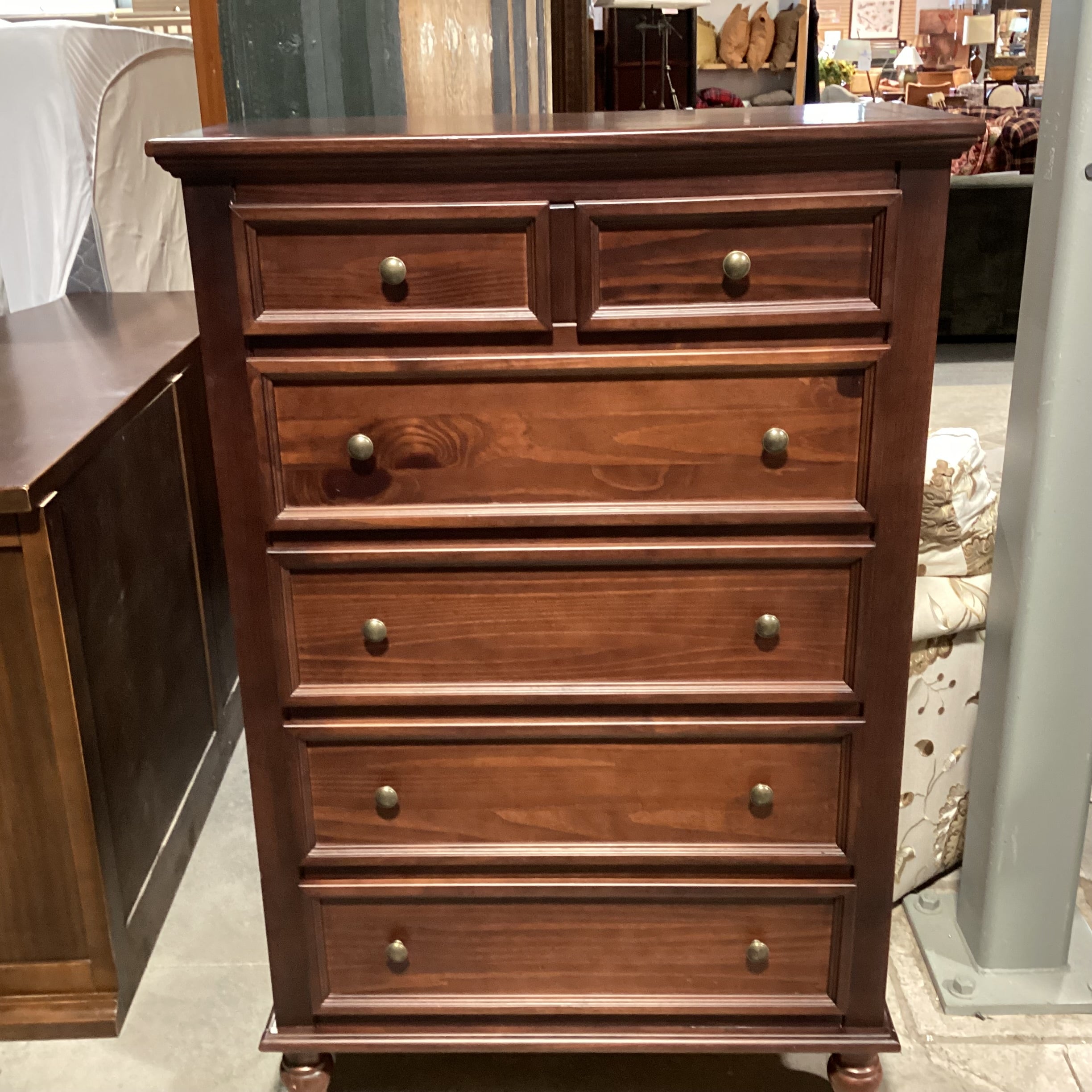 Ballard Designs Made in Brazil Dark Finish Wood 6 Drawer Chest 36.5"x 18"x 56"