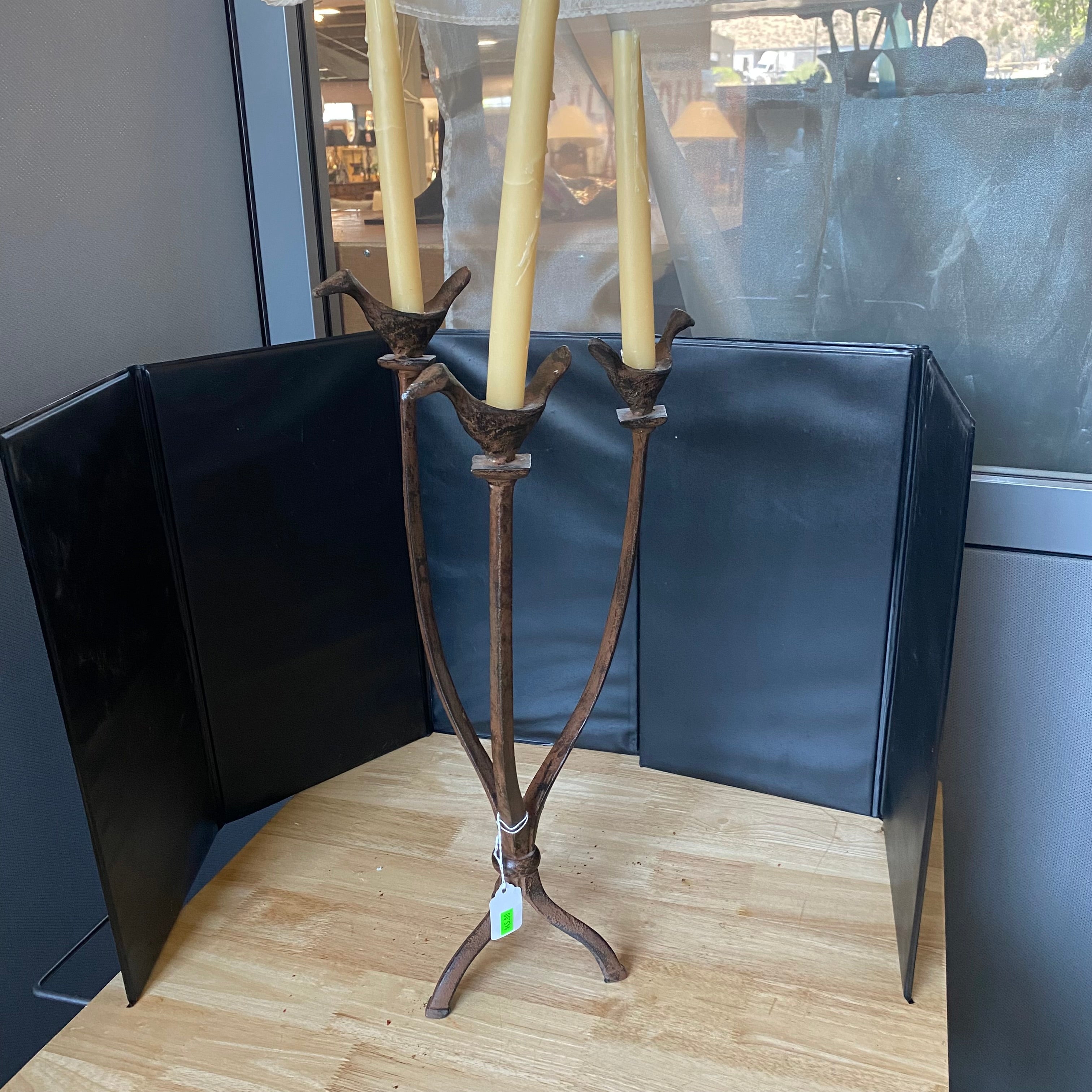 Hand Forged Iron Bird Candleholder 19"x 12"