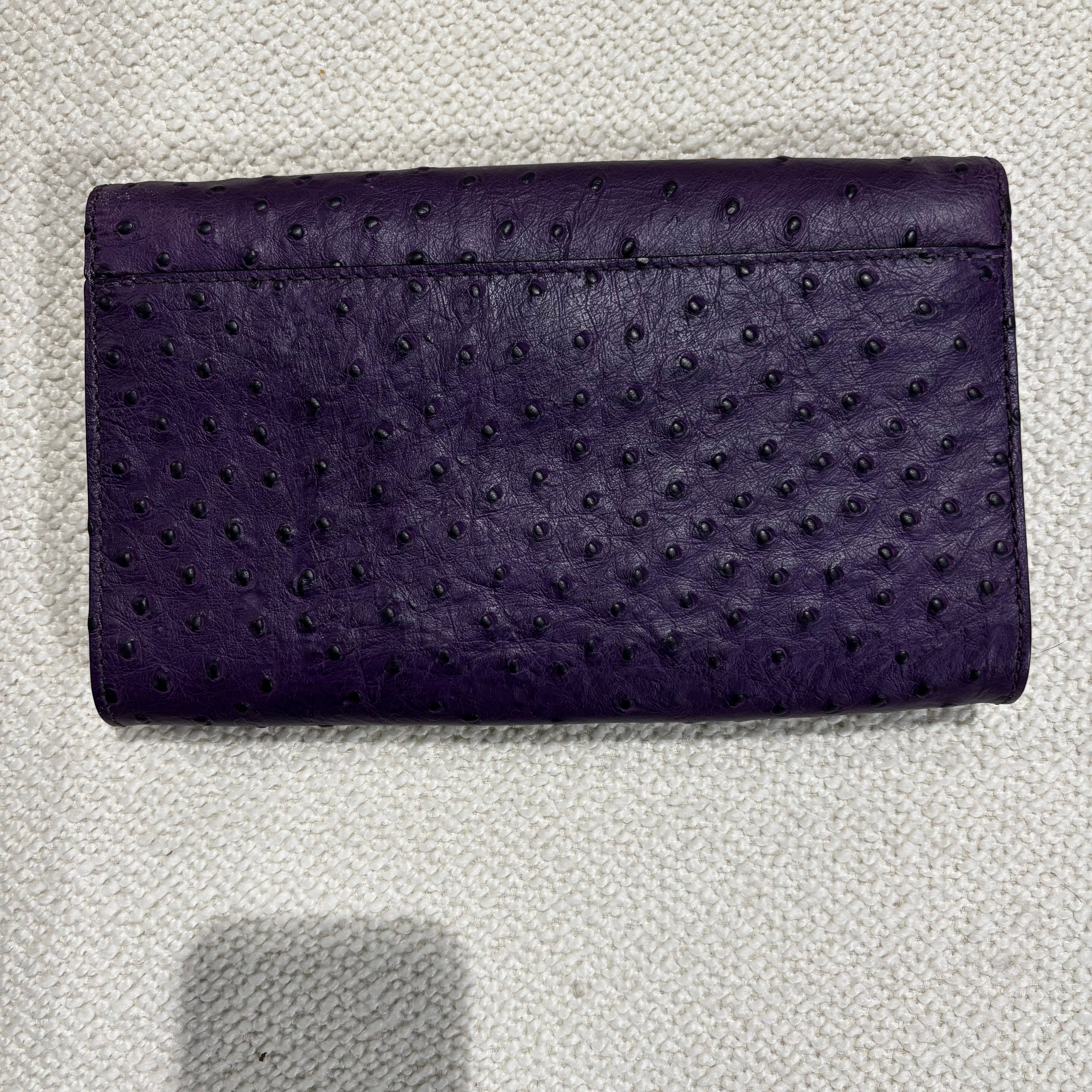 Michael Kors Gia Ostrich Embossed Purple Clutch 9.5"x 6"