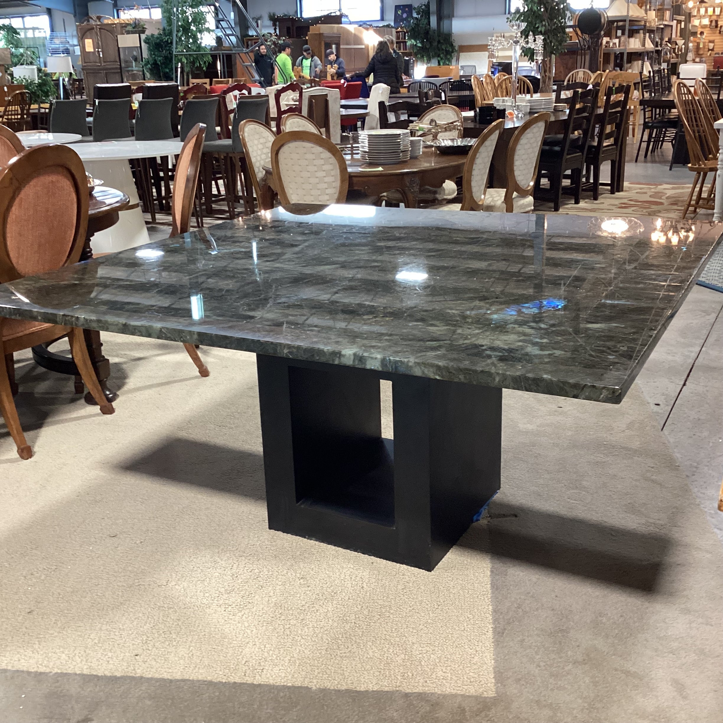 Custom Labradorite Square Top & Metal Modern Base Dining Table 60"x 60"x 30"