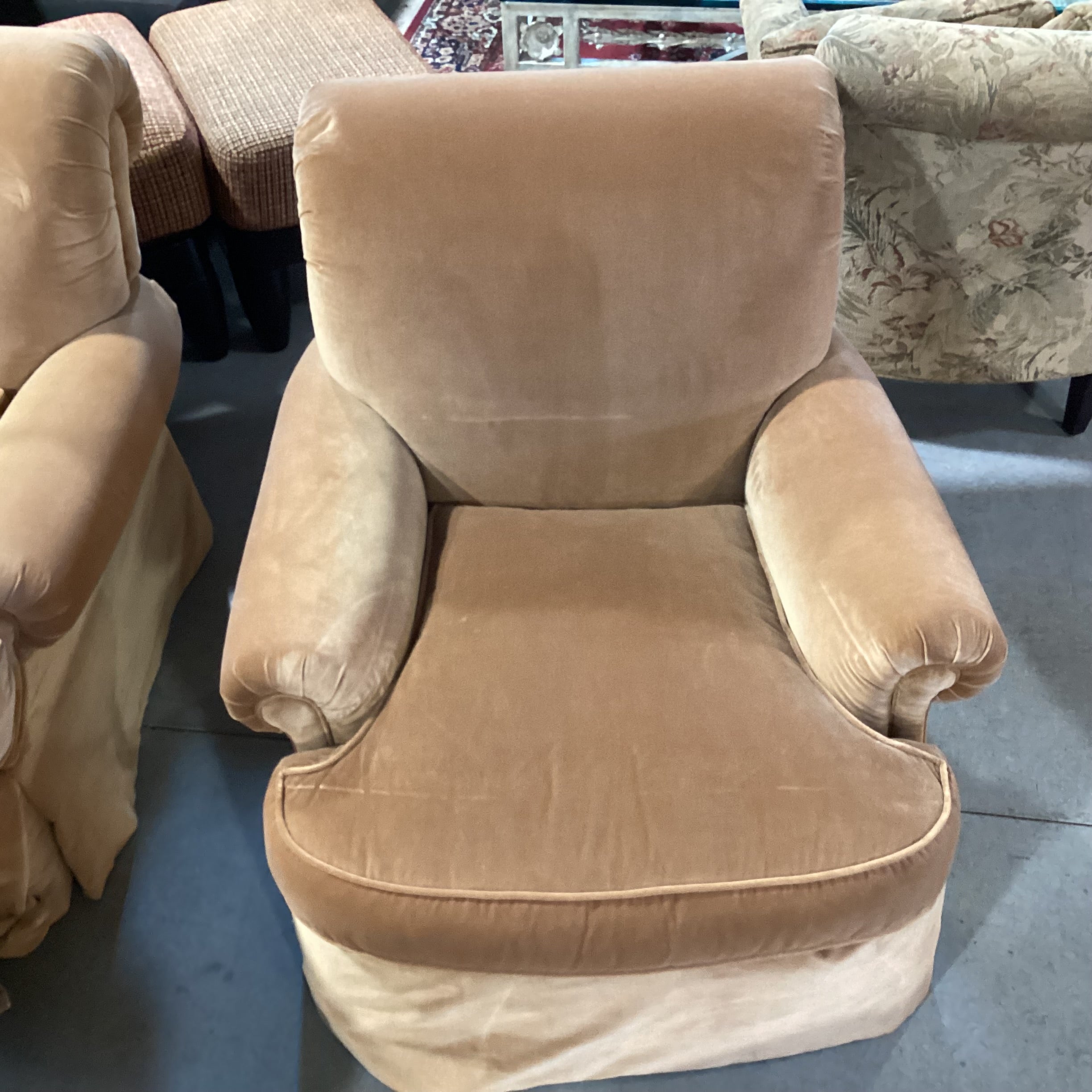 JJ Custom Butterscotch Velvet Down Mix Chair 36"x 42"x 34"