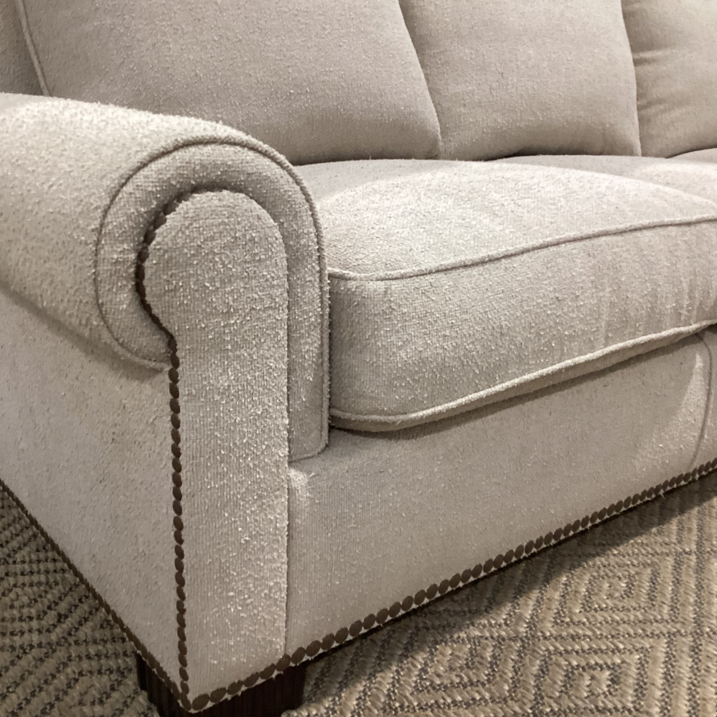 JJ Custom Cream Texture Woven Nailhead & Down Mix 2 Piece Sectional 138"x 138"x 2"x 36"